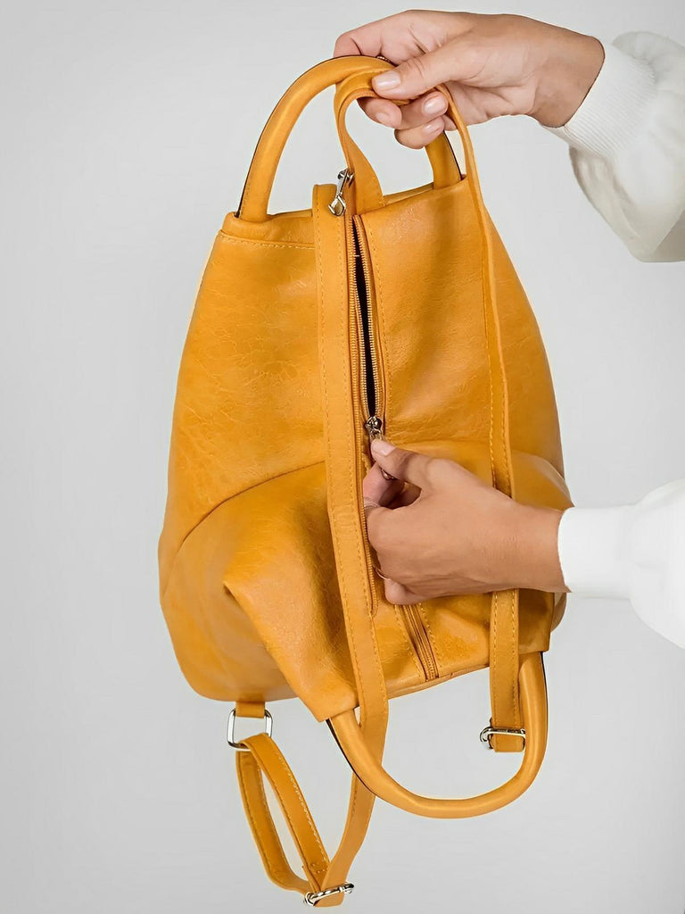 Sac à dos femme, simili vegan, léger, grande capacité, usage quotidien, modèle Tamara - Sac à dos - Camel