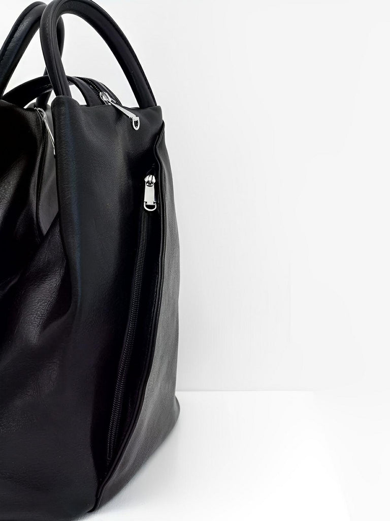 Sac à dos femme, simili vegan, léger, grande capacité, usage quotidien, modèle Tamara - Sac à dos - Noir