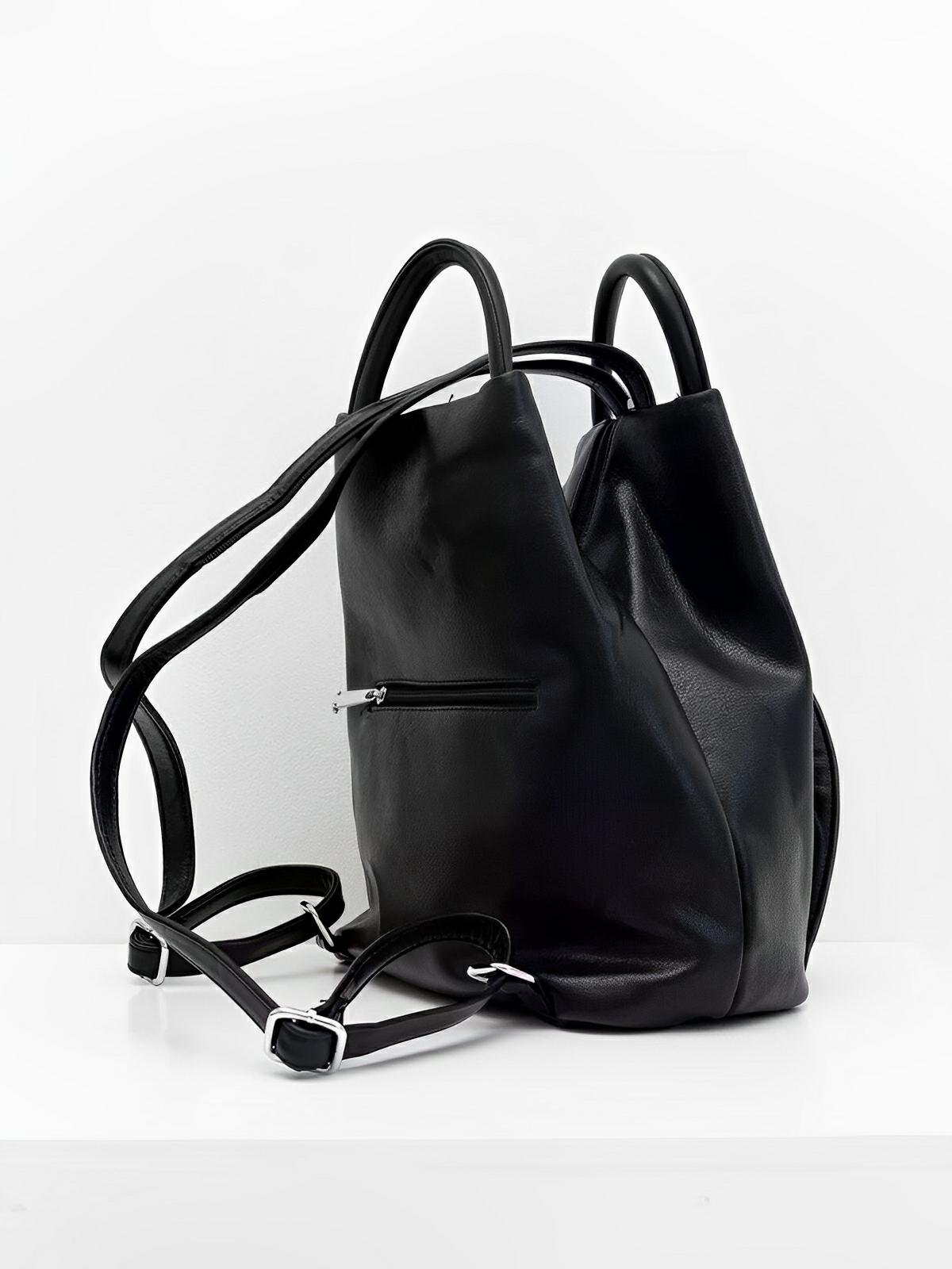 Sac à dos femme, simili vegan, léger, grande capacité, usage quotidien, modèle Tamara - Sac à dos - Noir