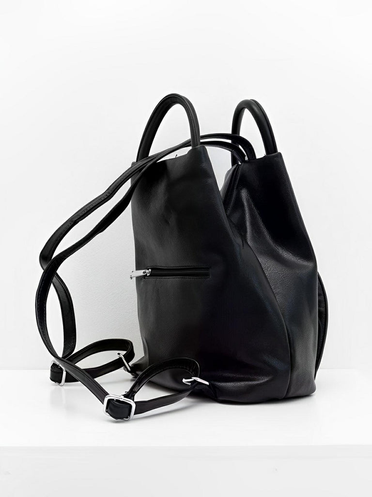 Sac à dos femme, simili vegan, léger, grande capacité, usage quotidien, modèle Tamara - Sac à dos - Noir