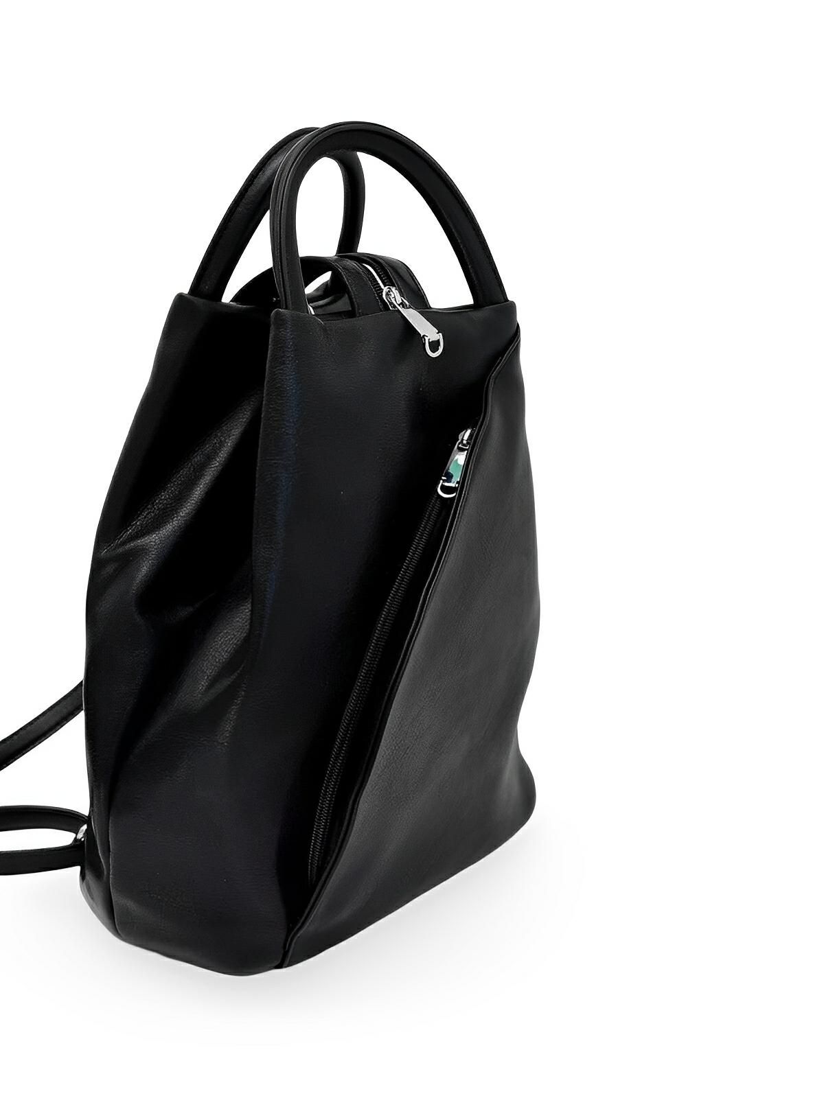 Sac à dos femme, simili vegan, léger, grande capacité, usage quotidien, modèle Tamara - Sac à dos - Noir