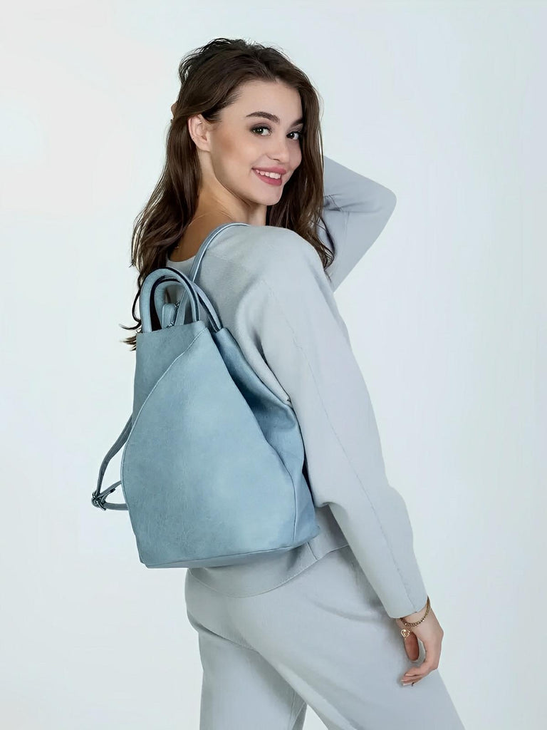 Sac à dos femme, simili vegan, léger, grande capacité, usage quotidien, modèle Tamara - Sac à dos - Bleu