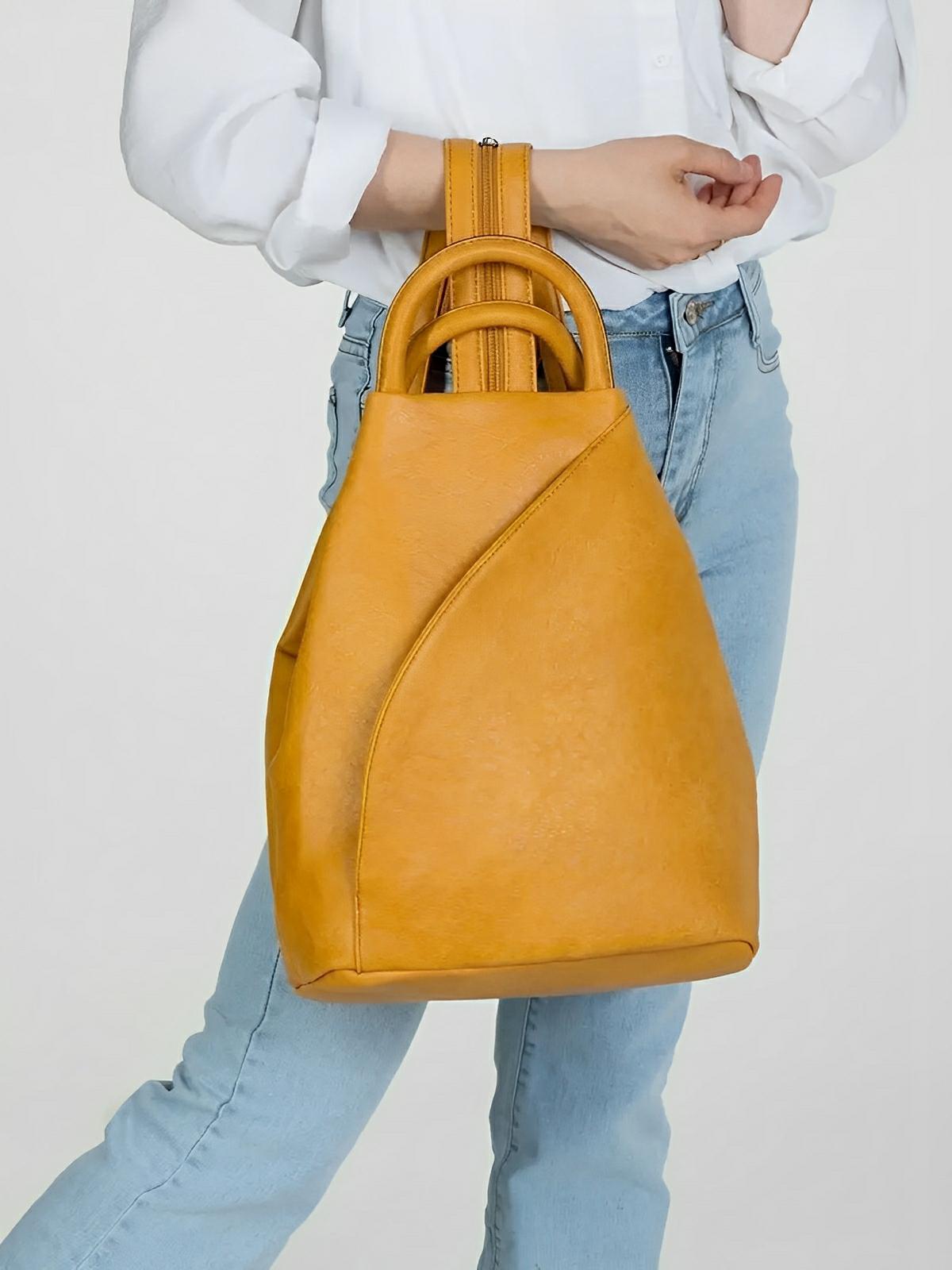 Sac à dos femme, simili vegan, léger, grande capacité, usage quotidien, modèle Tamara - Sac à dos - Camel