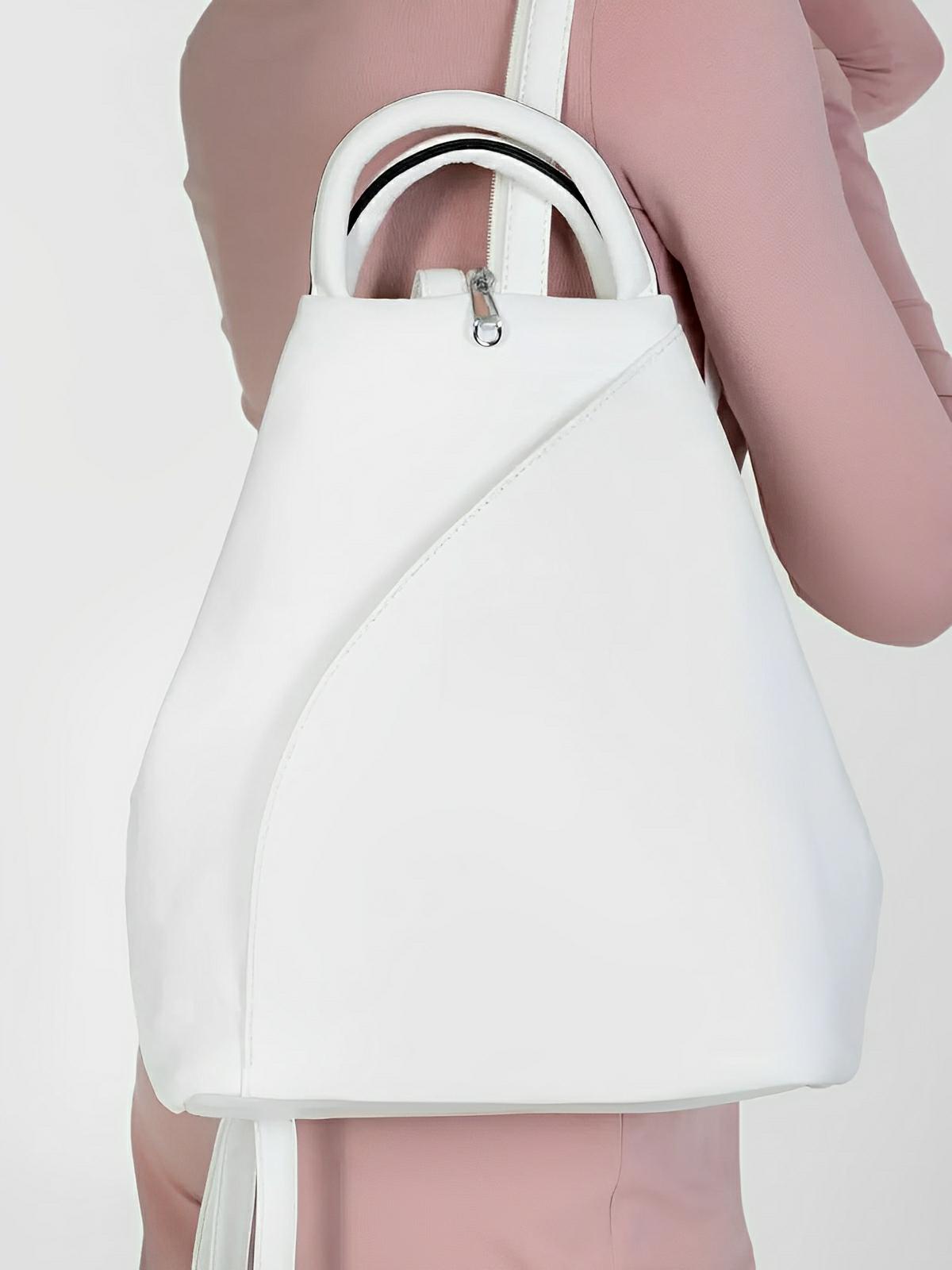 Sac à dos femme, simili vegan, léger, grande capacité, usage quotidien, modèle Tamara - Sac à dos - Blanc