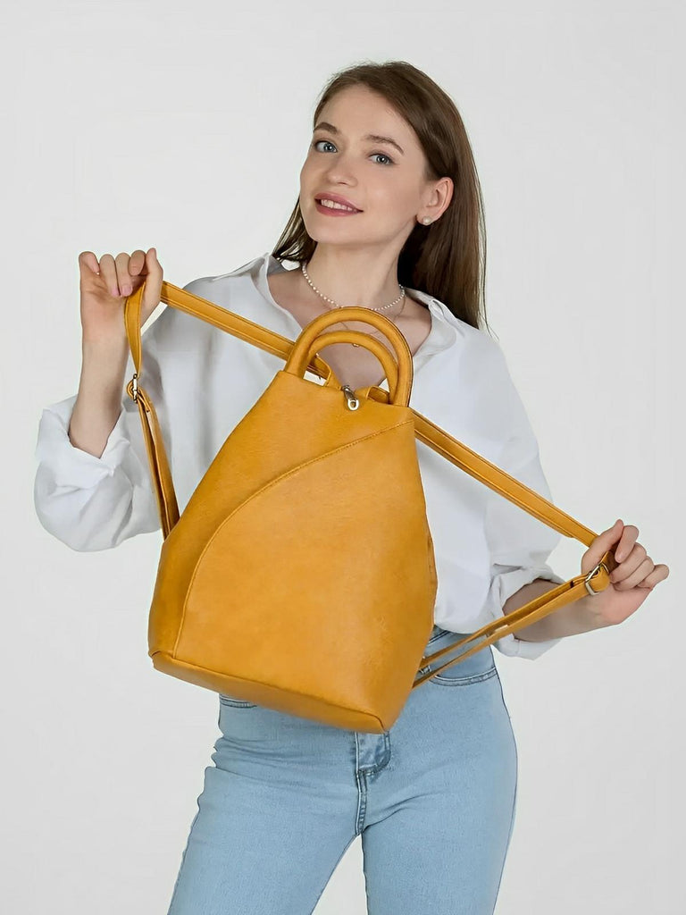 Sac à dos femme, simili vegan, léger, grande capacité, usage quotidien, modèle Tamara - Sac à dos - Camel