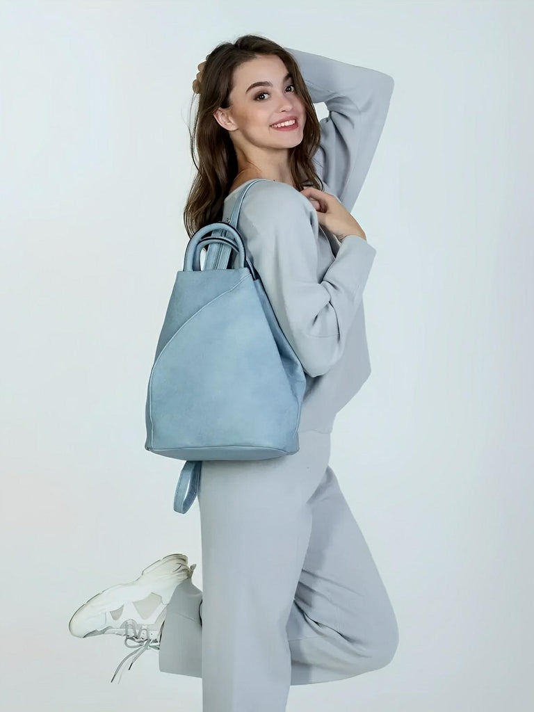 Sac à dos femme, simili vegan, léger, grande capacité, usage quotidien, modèle Tamara - Sac à dos - Bleu
