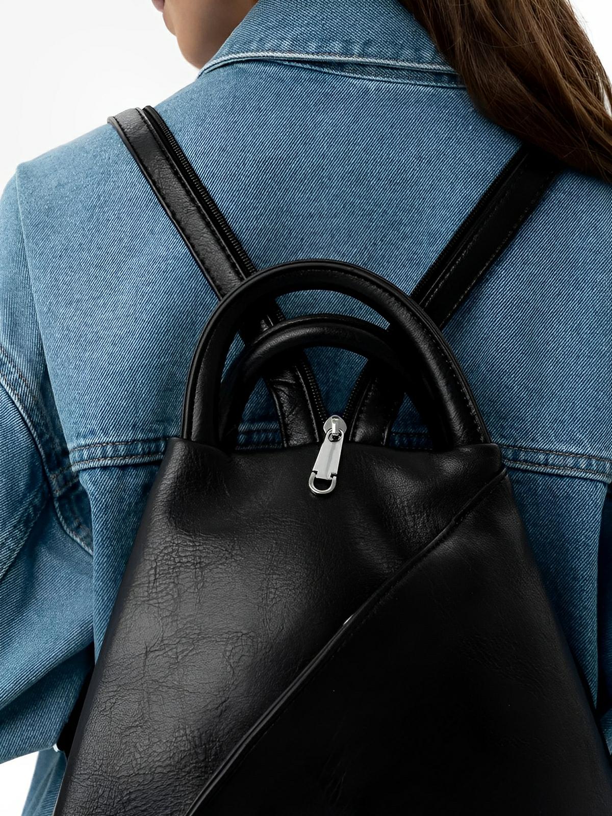 Sac à dos femme, simili vegan, léger, grande capacité, usage quotidien, modèle Tamara - Sac à dos - Noir