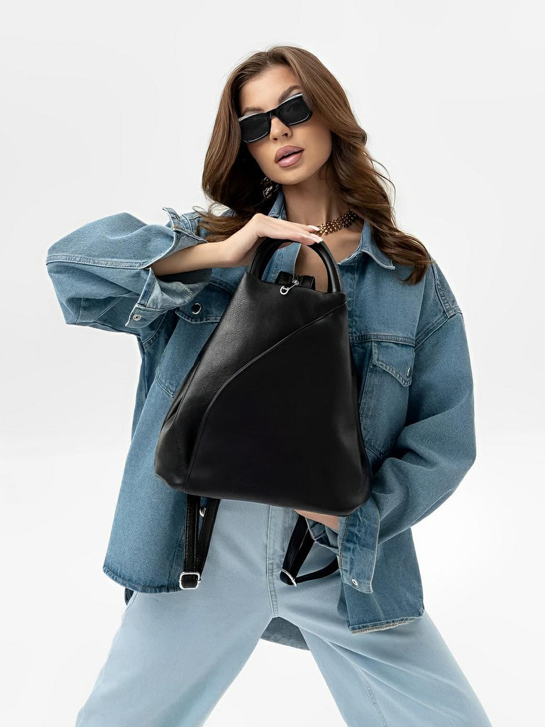Sac à dos femme, simili vegan, léger, grande capacité, usage quotidien, modèle Tamara - Sac à dos - Noir