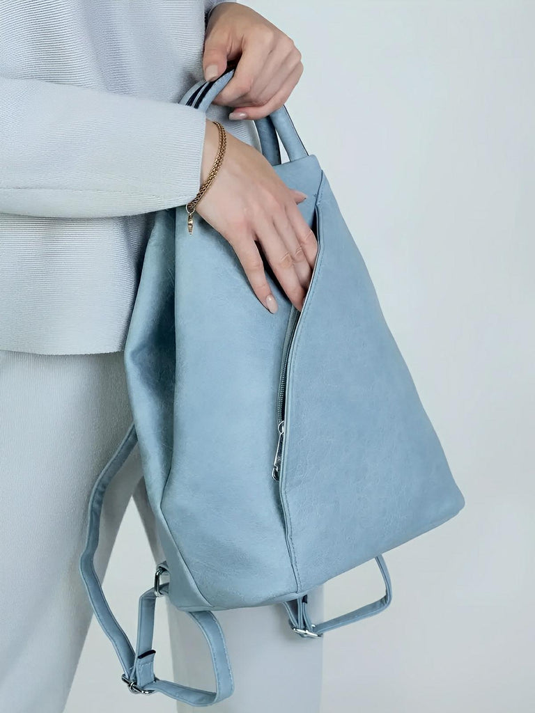 Sac à dos femme, simili vegan, léger, grande capacité, usage quotidien, modèle Tamara - Sac à dos - Bleu