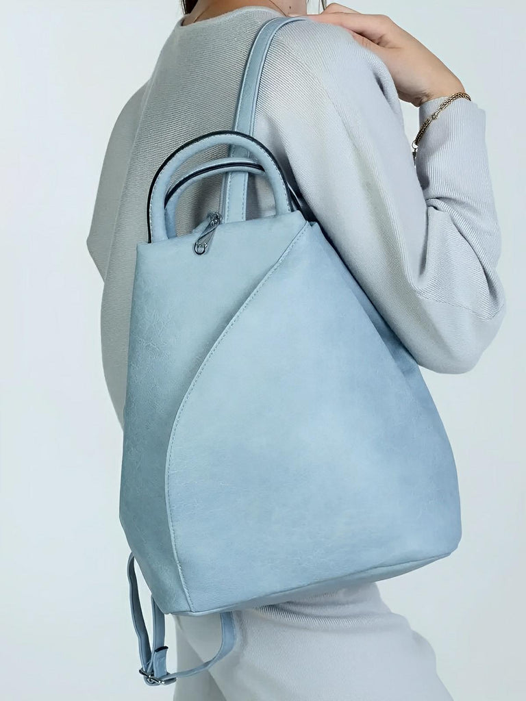 Sac à dos femme, simili vegan, léger, grande capacité, usage quotidien, modèle Tamara - Sac à dos - Bleu