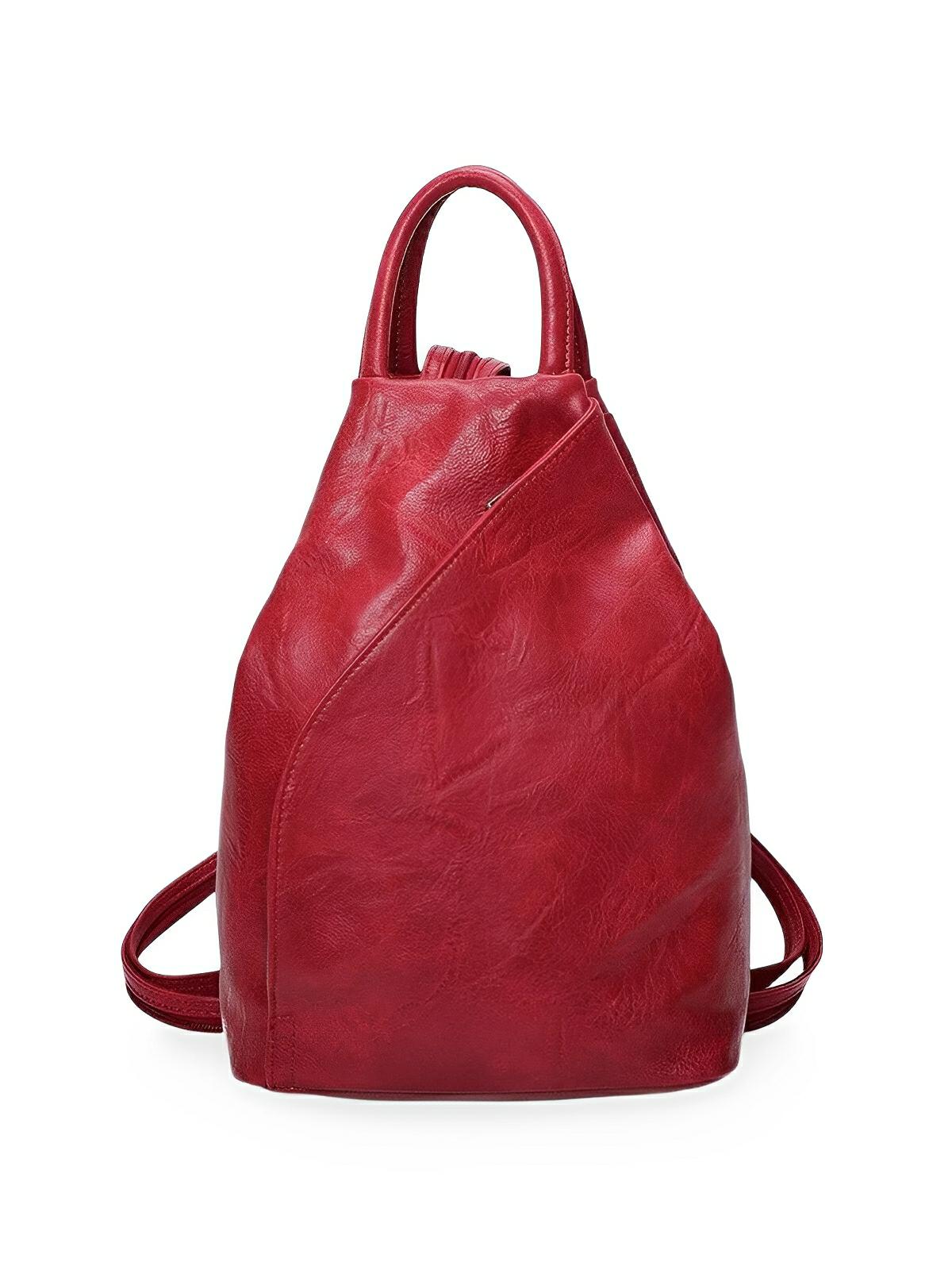 Sac à dos femme, simili vegan, léger, grande capacité, usage quotidien, modèle Tamara - Sac à dos - Rouge