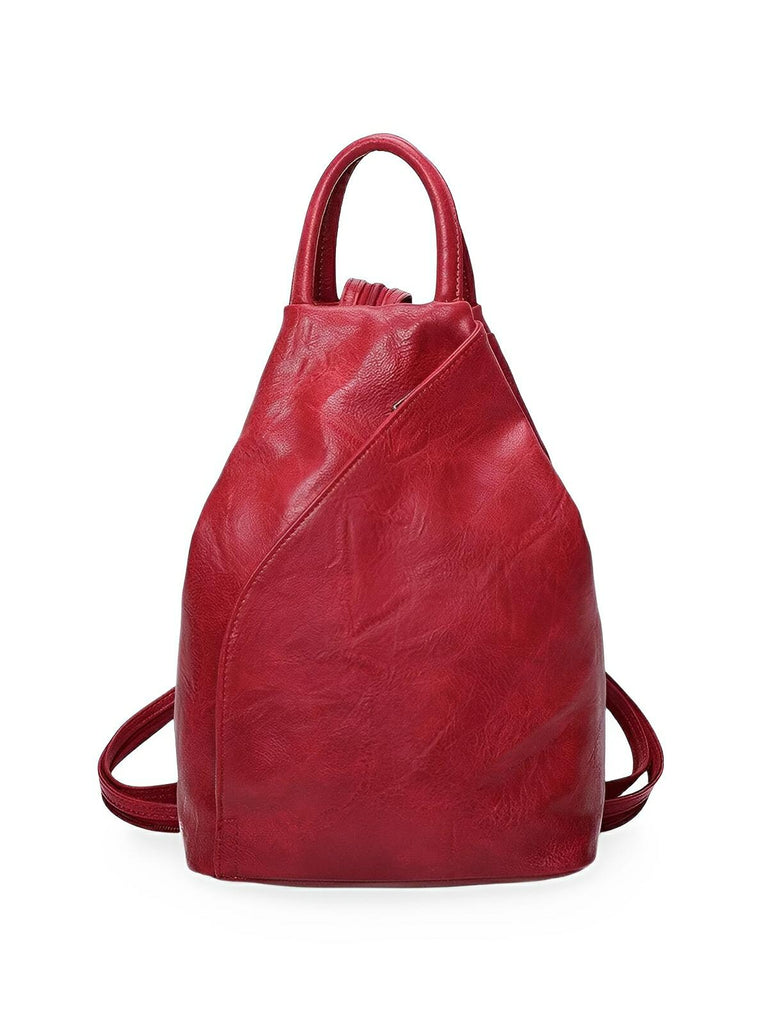 Sac à dos femme, simili vegan, léger, grande capacité, usage quotidien, modèle Tamara - Sac à dos - Rouge