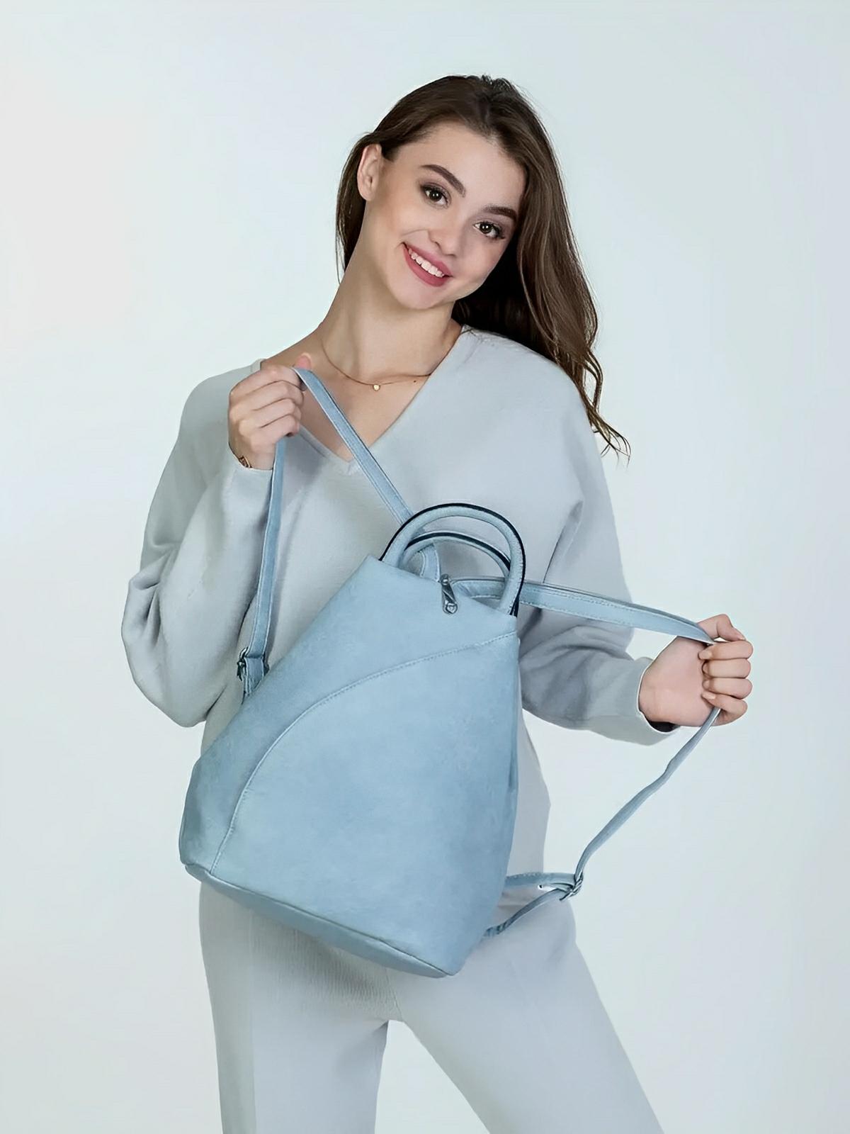 Sac à dos femme, simili vegan, léger, grande capacité, usage quotidien, modèle Tamara - Sac à dos - Bleu