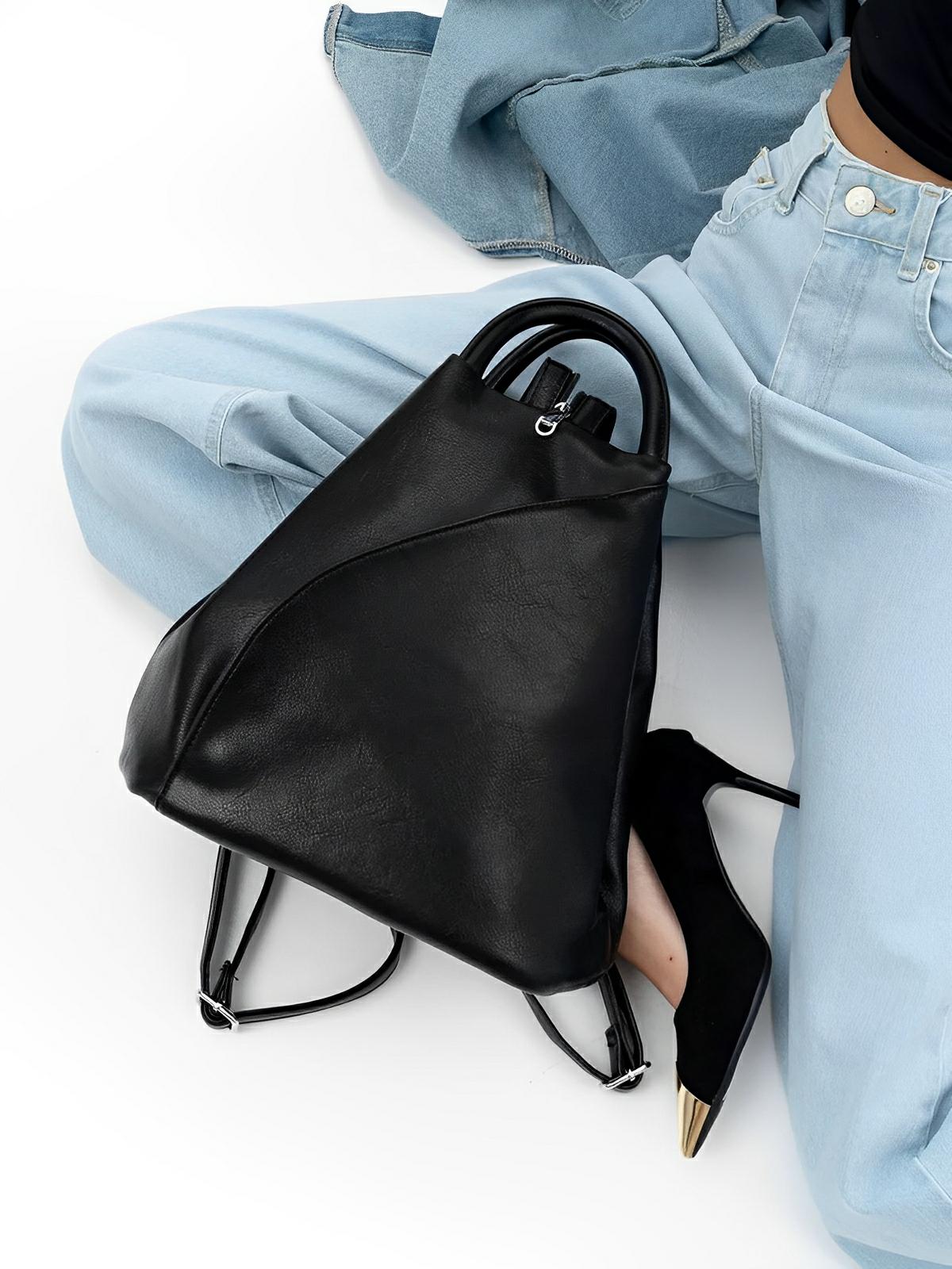 Sac à dos femme, simili vegan, léger, grande capacité, usage quotidien, modèle Tamara - Sac à dos - Noir