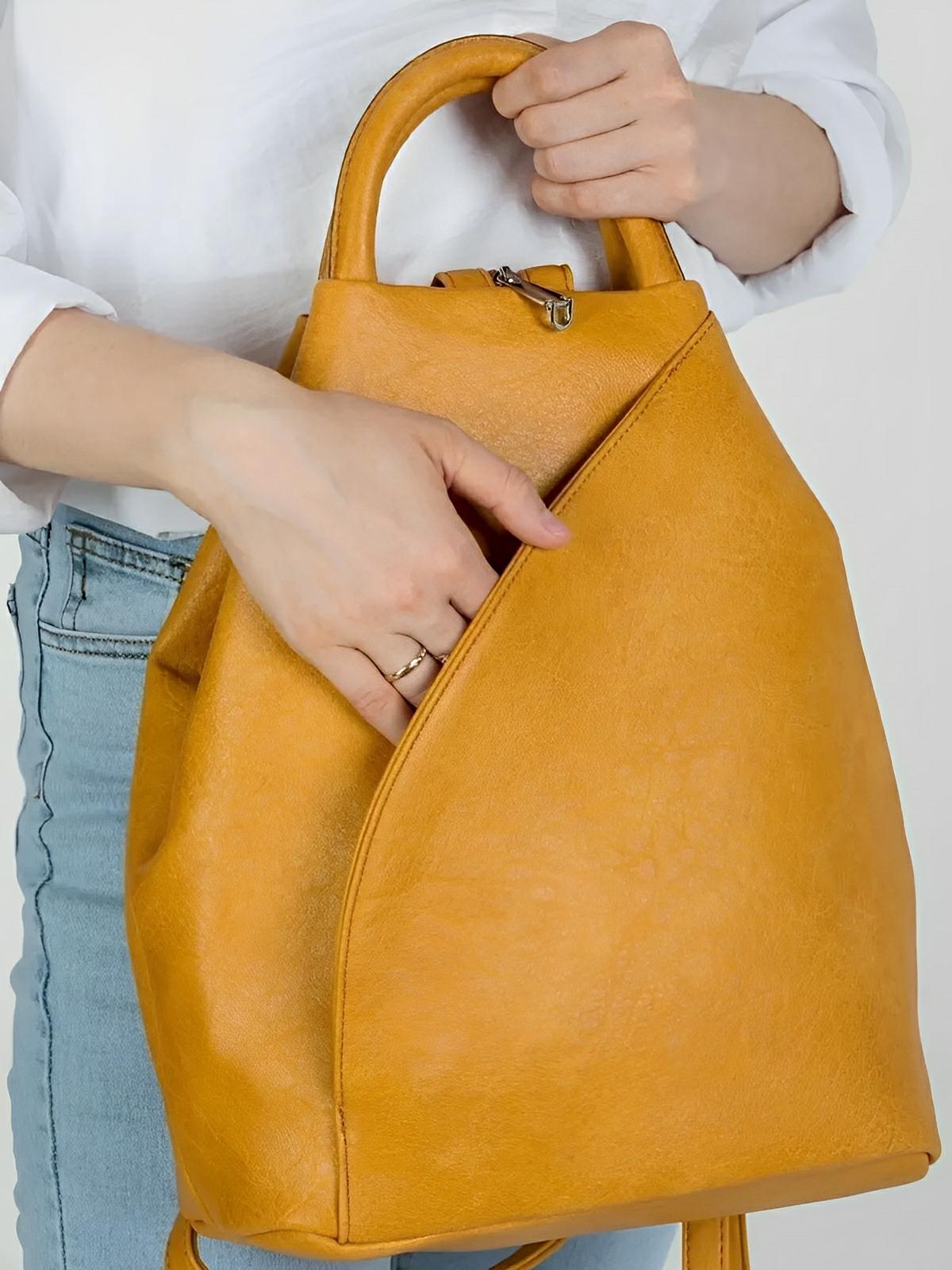 Sac à dos femme, simili vegan, léger, grande capacité, usage quotidien, modèle Tamara - Sac à dos - Camel