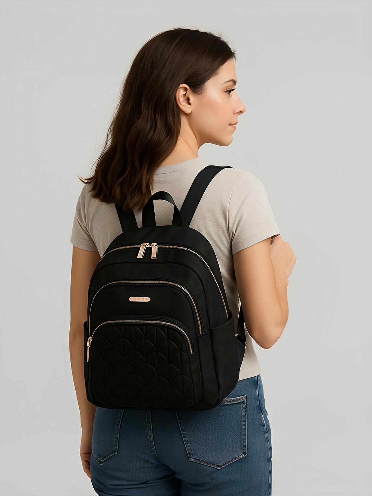 Sac à dos femme, tissu Oxford, design urbain, léger, grande capacité, modèle Sophie - Sac à dos - Noir