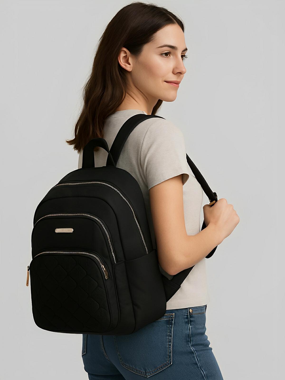 Sac à dos femme, tissu Oxford, design urbain, léger, grande capacité, modèle Sophie - Sac à dos - Noir