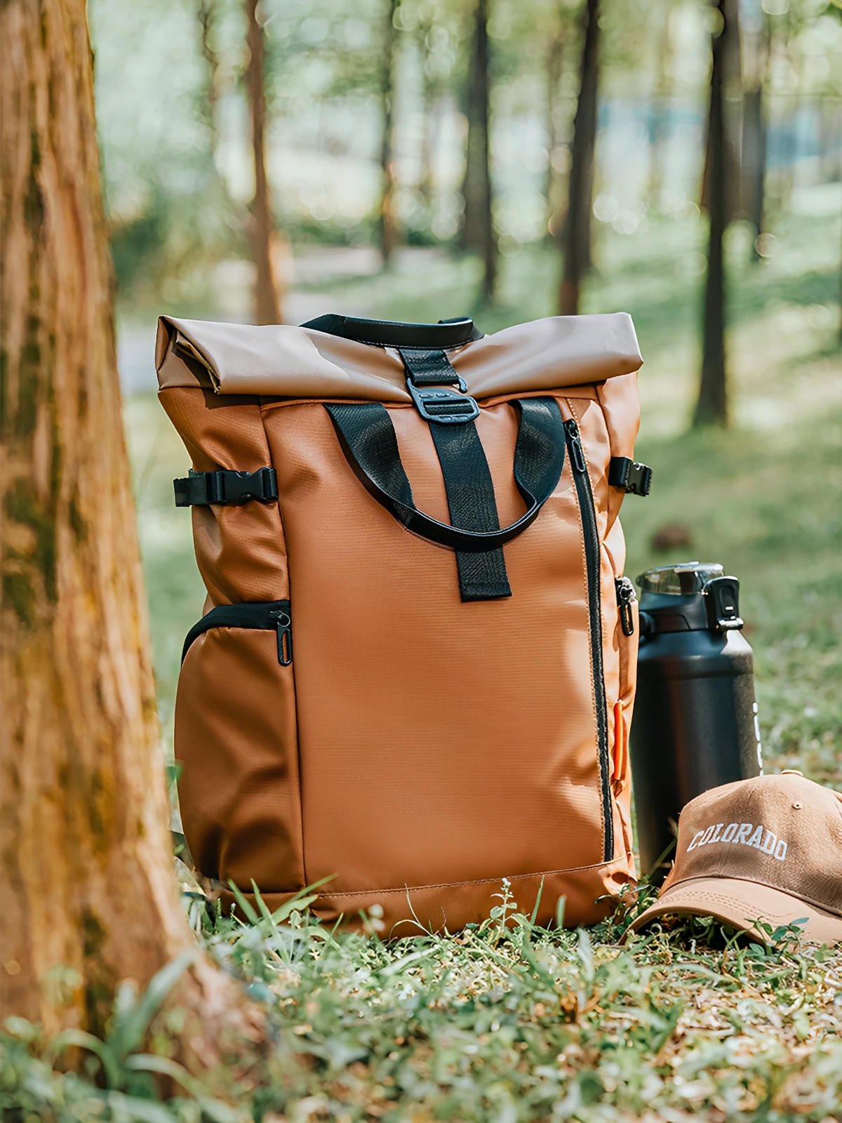 Sac à dos imperméable pour ordinateur, compagnon de voyage urbain, grand format léger et résistant, modèle Daniel - Sacoche - Marron