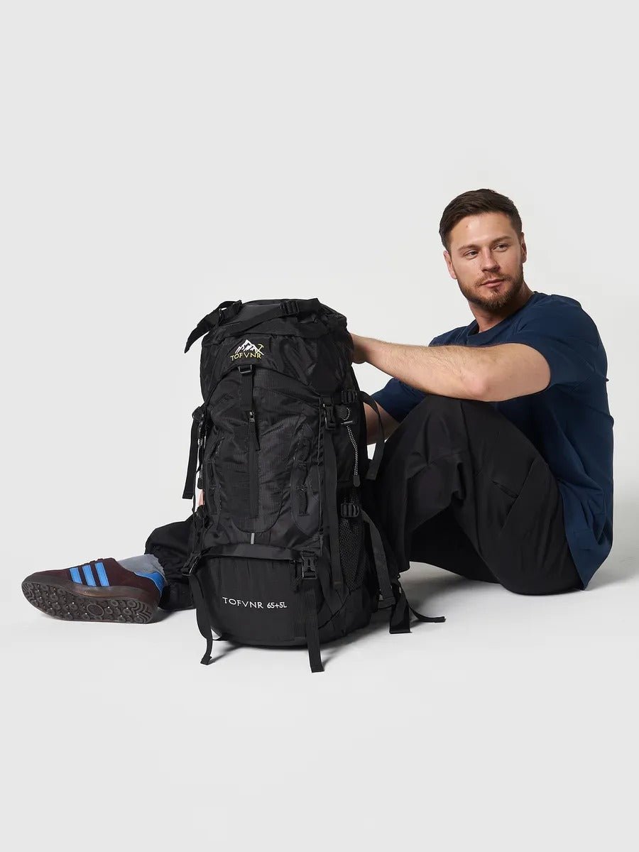Sac à dos randonnée 65L, trekking, voyage, alpinisme, camping, sport outdoor, modèle Evero - Sac à dos - Noir