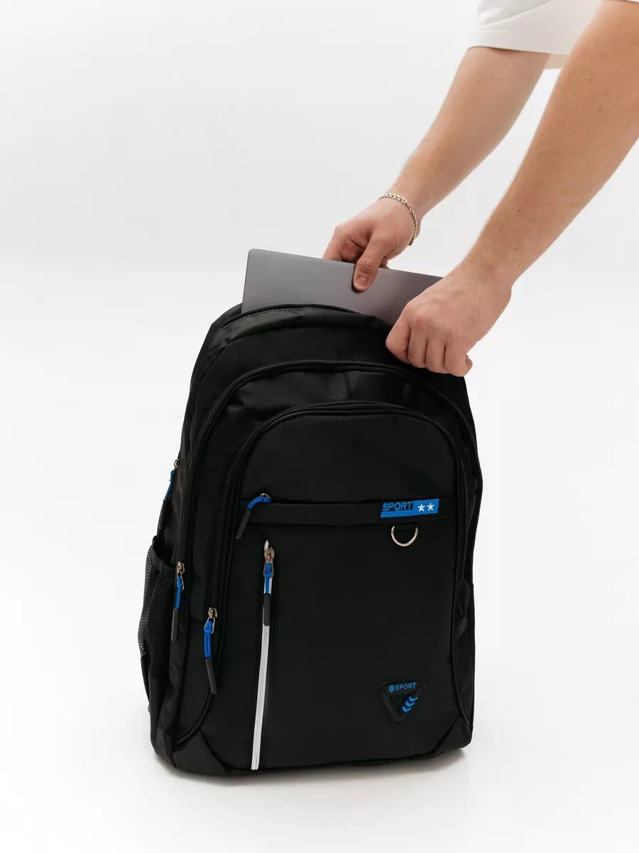 Sac à dos sport homme, grande capacité, compartiment ordinateur, dos matelassé, usage quotidien, modèle Brent - Sac à dos - Bleu
