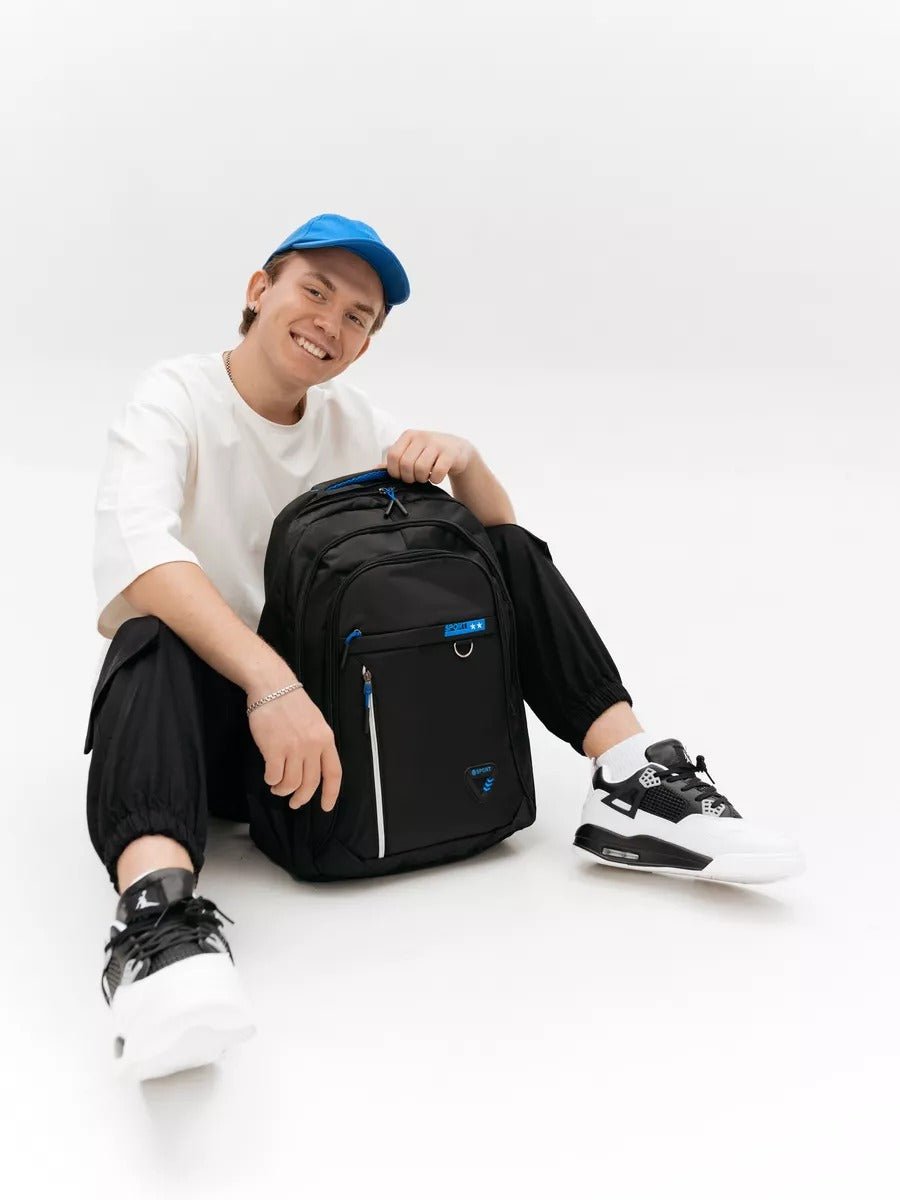 Sac à dos sport homme, grande capacité, compartiment ordinateur, dos matelassé, usage quotidien, modèle Brent - Sac à dos - Bleu