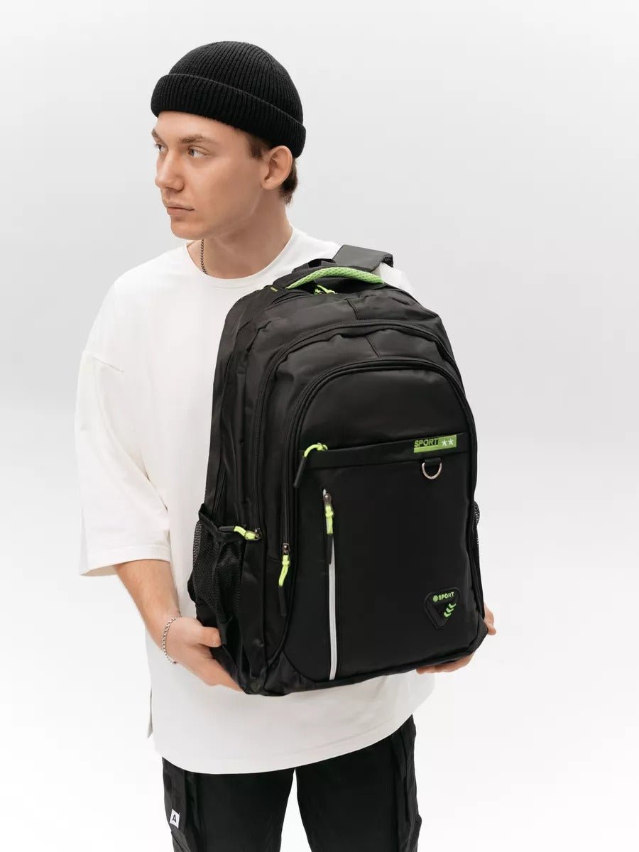 Sac à dos sport homme, grande capacité, compartiment ordinateur, dos matelassé, usage quotidien, modèle Brent - Sac à dos - Vert