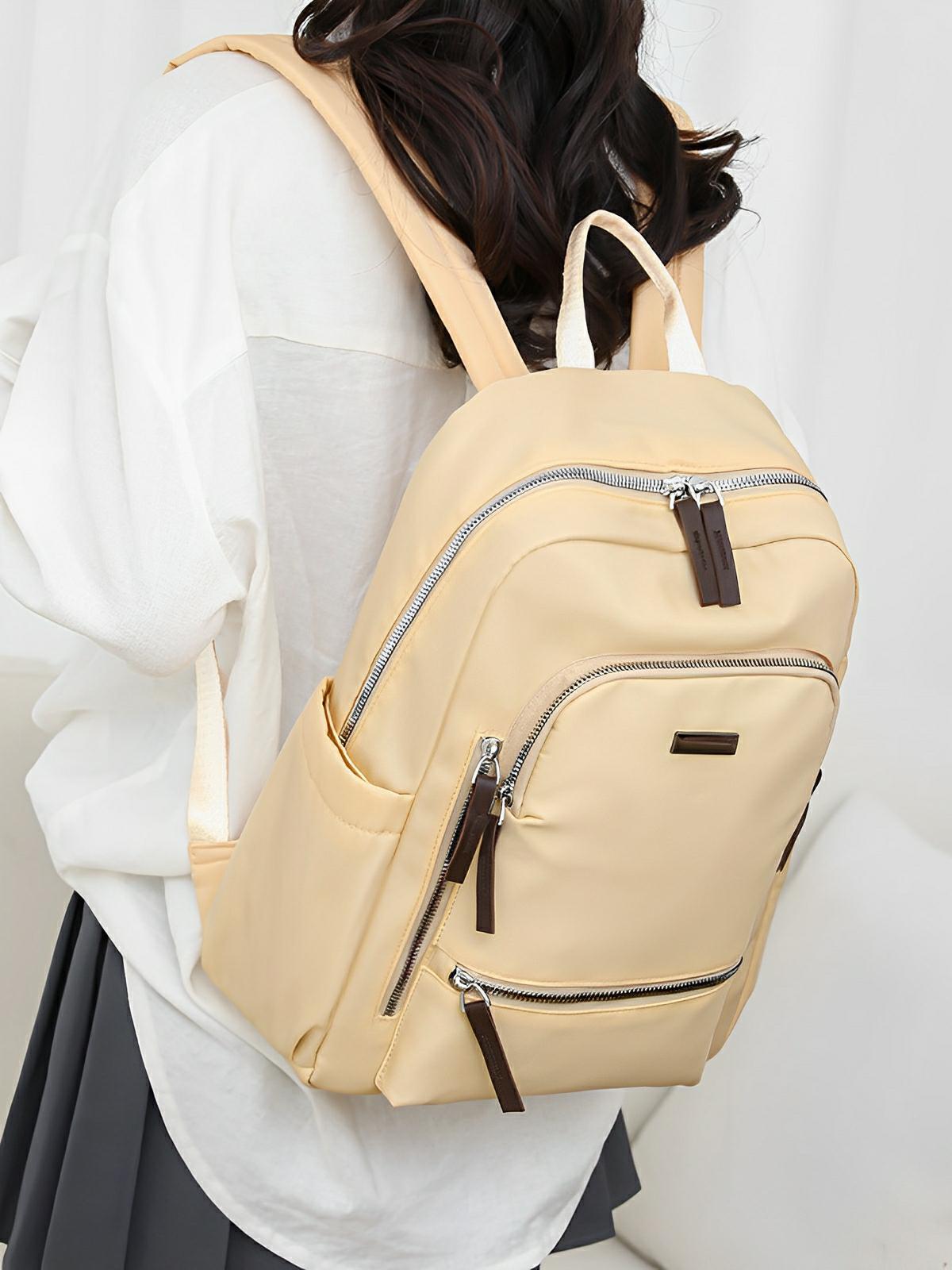 Sac à dos urbain femme, grande capacité, léger, multi - compartiments, voyage et quotidien, modèle Denise - Sac à dos - Beige