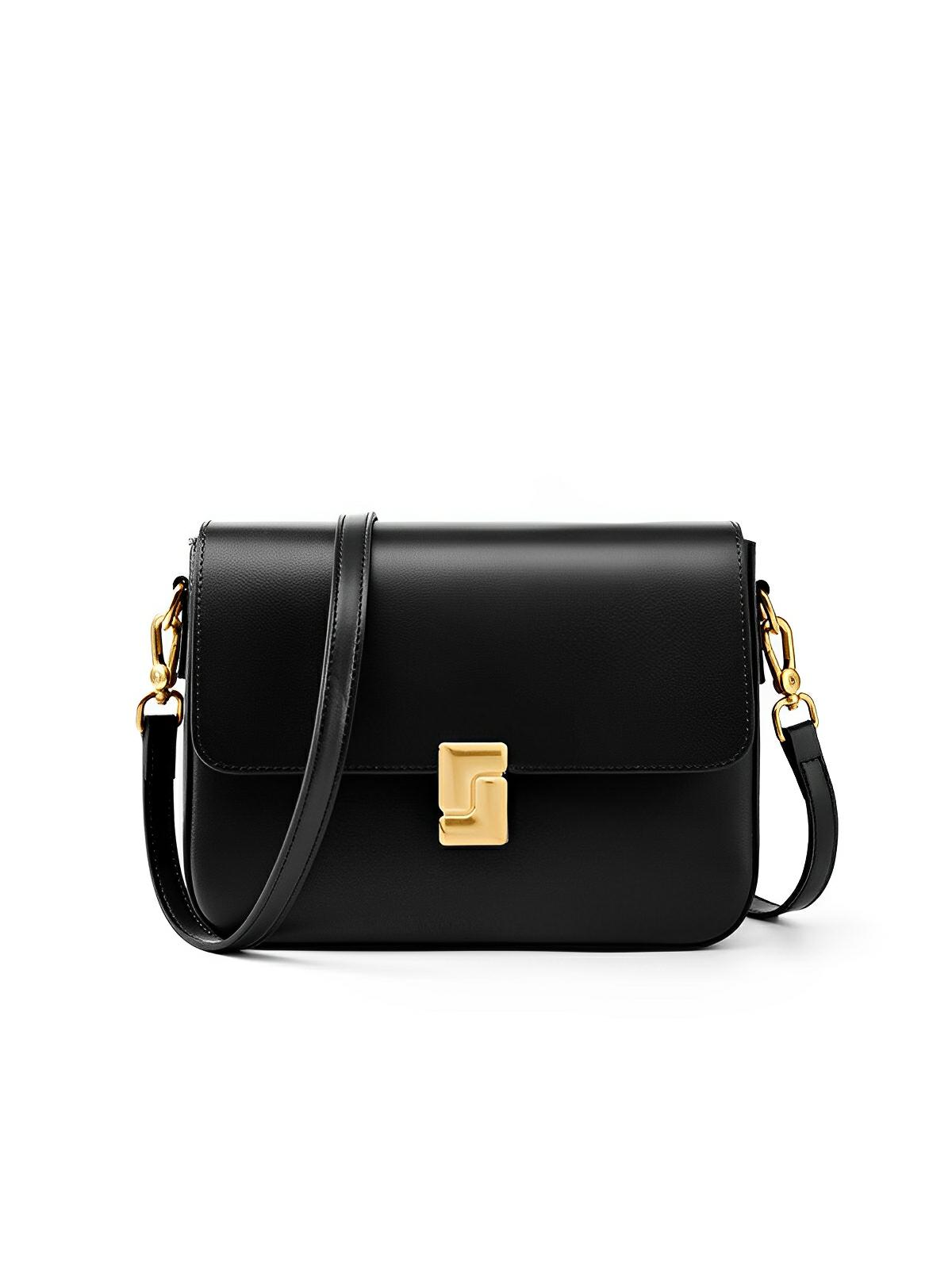 Sac à main en simili vegan, design rétro, fermeture métallique, porté épaule, élégant et pratique, modèle Carine - Sac à main - Noir