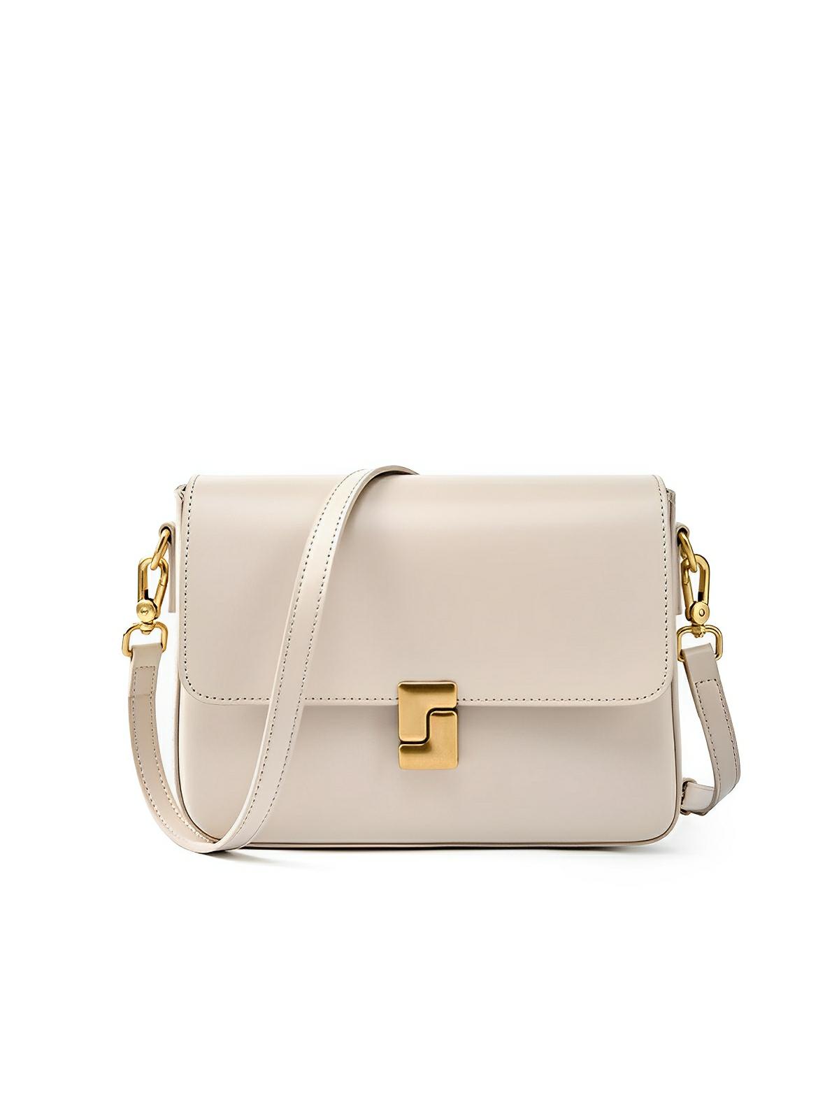 Sac à main en simili vegan, design rétro, fermeture métallique, porté épaule, élégant et pratique, modèle Carine - Sac à main - Blanc