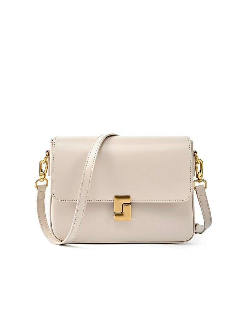 Sac à main en simili vegan, design rétro, fermeture métallique, porté épaule, élégant et pratique, modèle Carine - Sac à main - Blanc