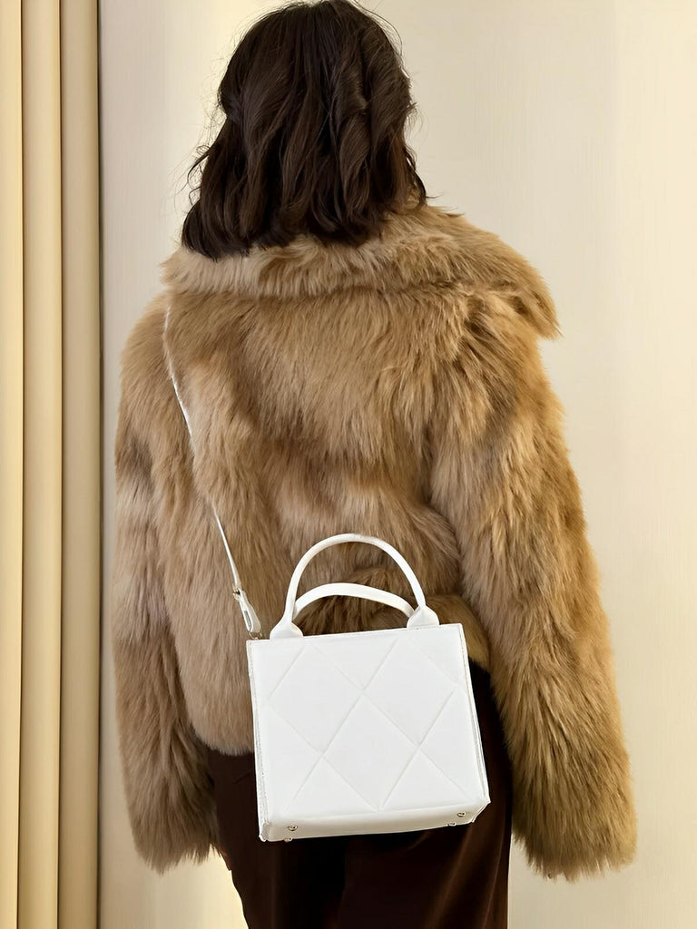 Sac à main femme, design matelassé, porté main et bandoulière, simili vegan, compact et moderne, modèle Hanna - Sac à main - Blanc