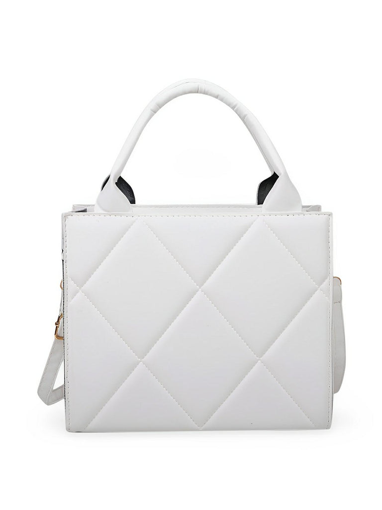 Sac à main femme, design matelassé, porté main et bandoulière, simili vegan, compact et moderne, modèle Hanna - Sac à main - Blanc