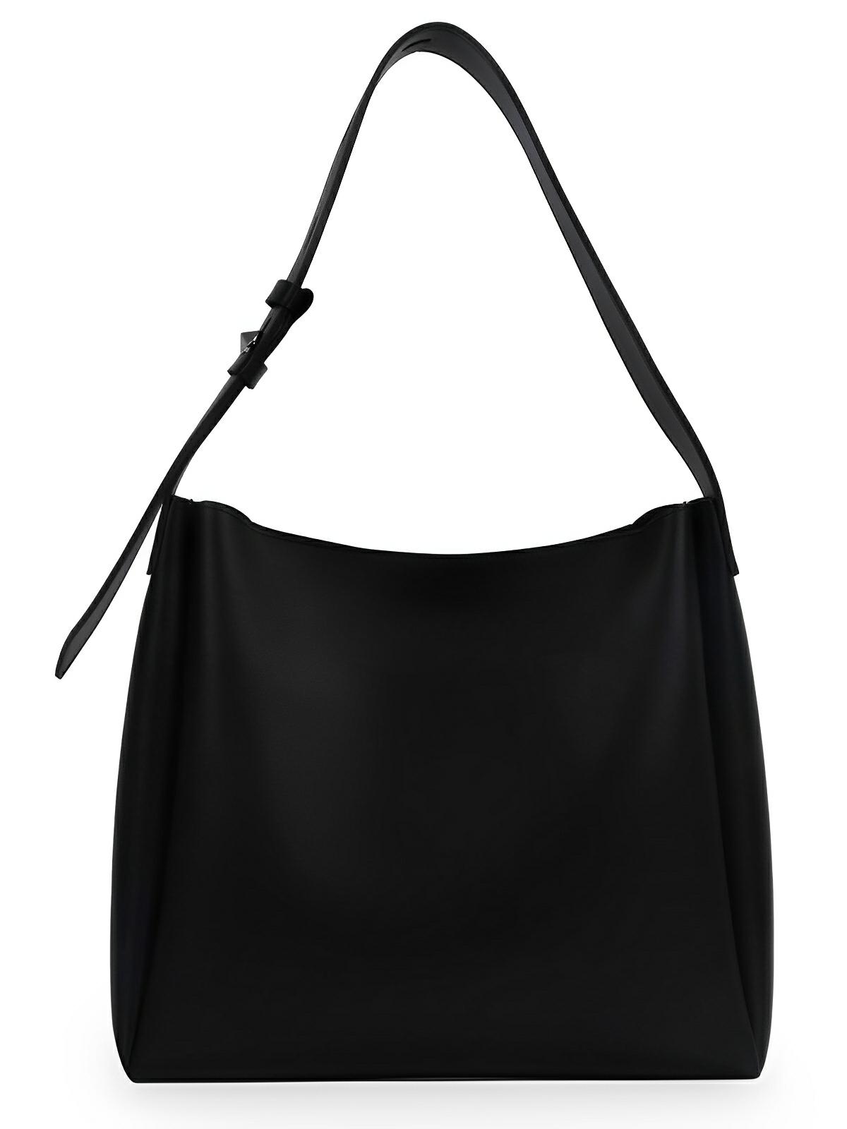 Sac à main femme grand format, cabas simili vegan, fermeture éclair et bouton magnétique, avec pochette incluse, modèle Fanny - Sac à main - Noir