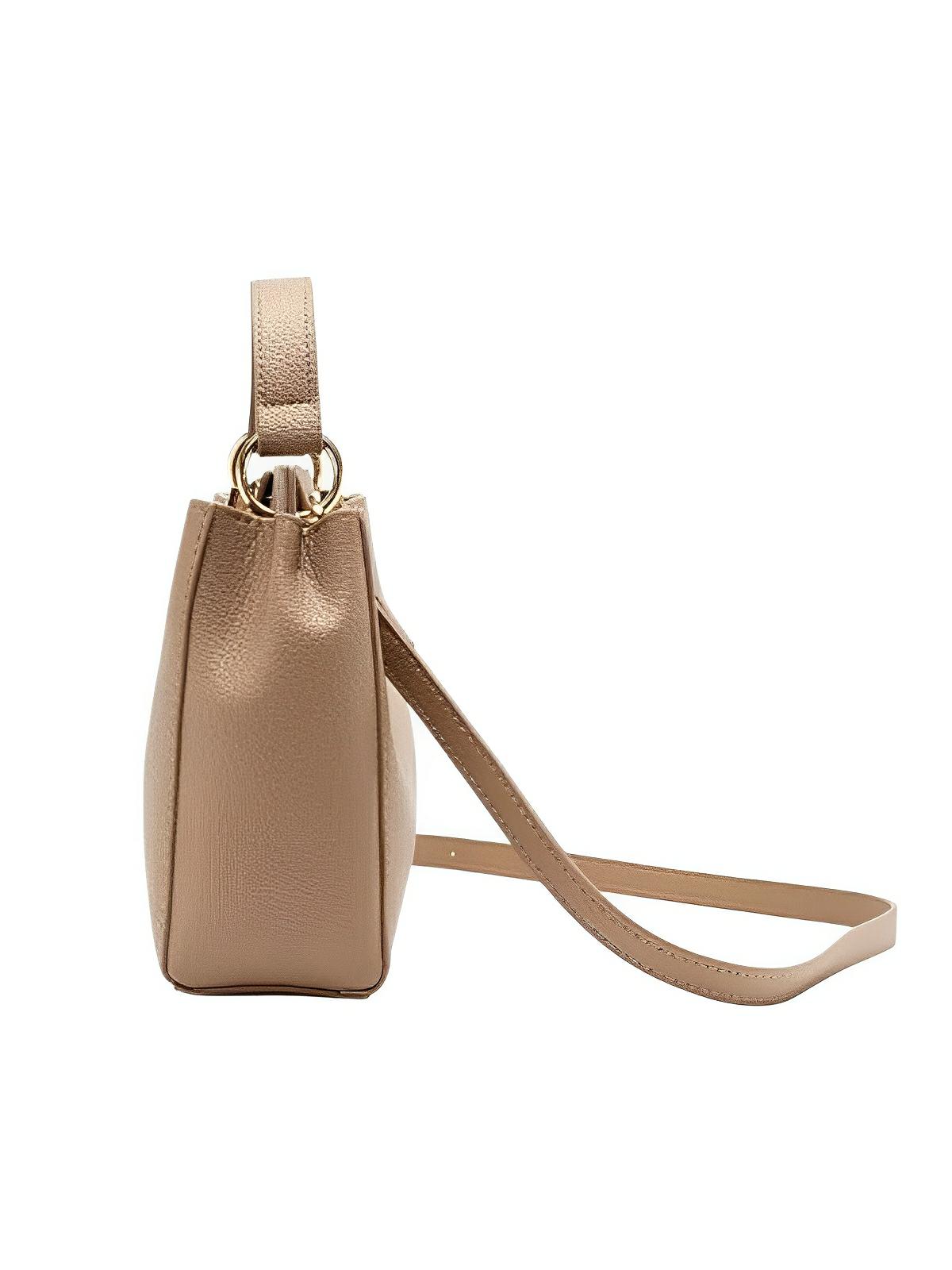 Sac à main femme, porté épaule et main, simili vegan, spacieux et raffiné, fermeture pivotante et zippée, modèle Henriette - Sac à main - Marron