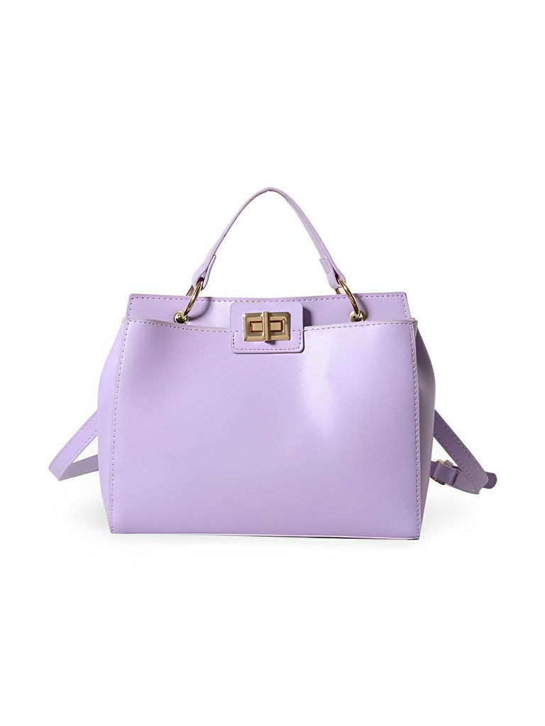Sac à main femme, porté épaule et main, simili vegan, spacieux et raffiné, fermeture pivotante et zippée, modèle Henriette - Sac à main - Violet