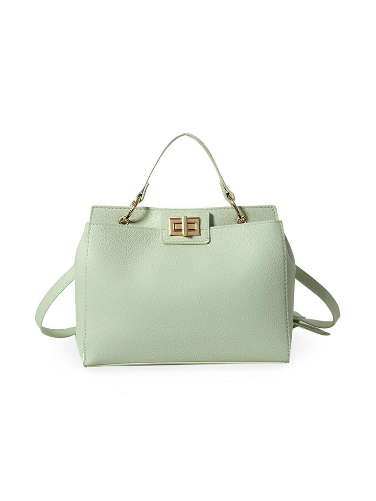 Sac à main femme, porté épaule et main, simili vegan, spacieux et raffiné, fermeture pivotante et zippée, modèle Henriette - Sac à main - Vert