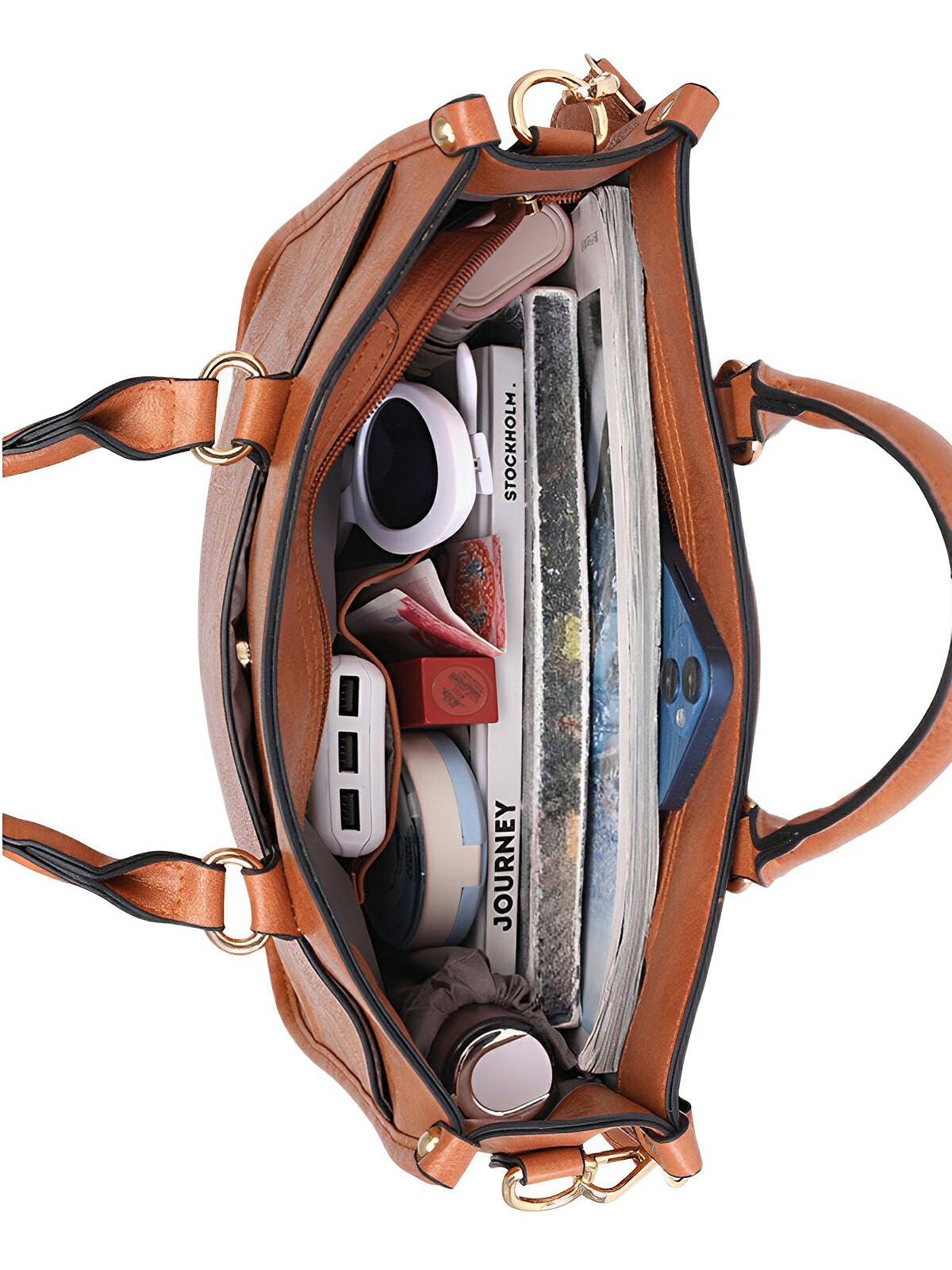 Sac à main femme, simili vegan, grande capacité, léger, design rétro tendance, modèle Selenah - Sac Bandoulière - Beige