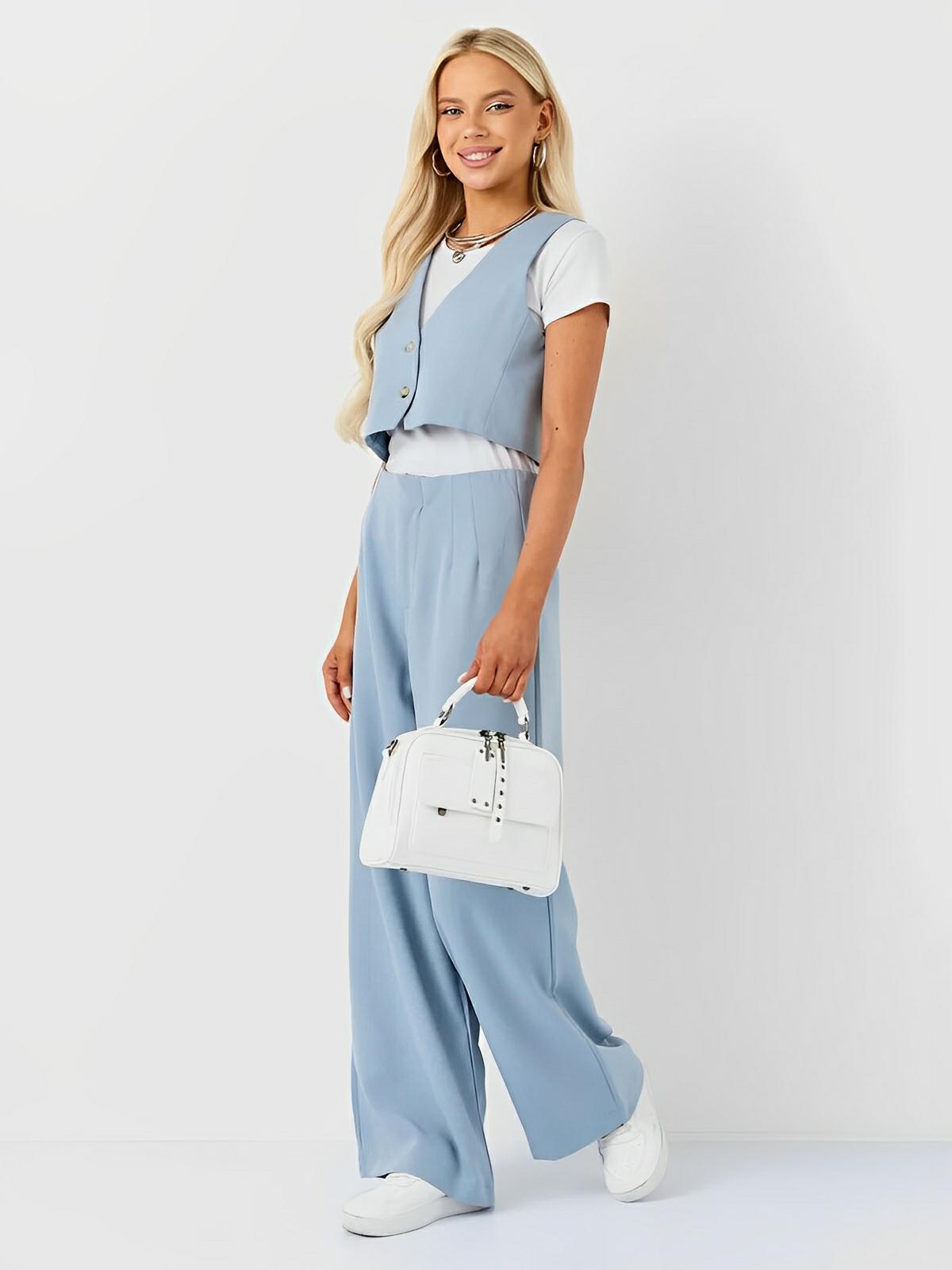 Sac bandoulière femme, grand format, simili vegan, poches multiples, bandoulières interchangeables, zip sécurisé, style moderne, modèle Karine - Sac Bandoulière - Blanc