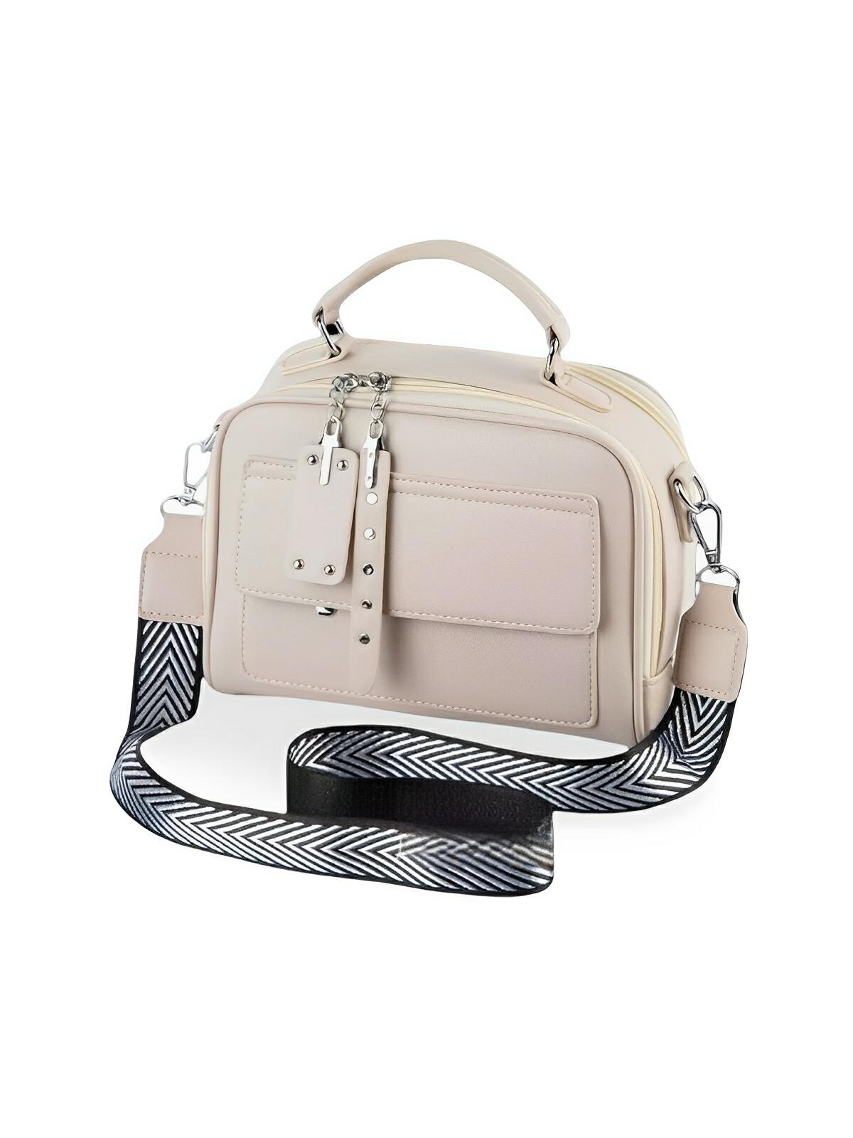 Sac bandoulière femme, grand format, simili vegan, poches multiples, bandoulières interchangeables, zip sécurisé, style moderne, modèle Karine - Sac Bandoulière - Gris clair