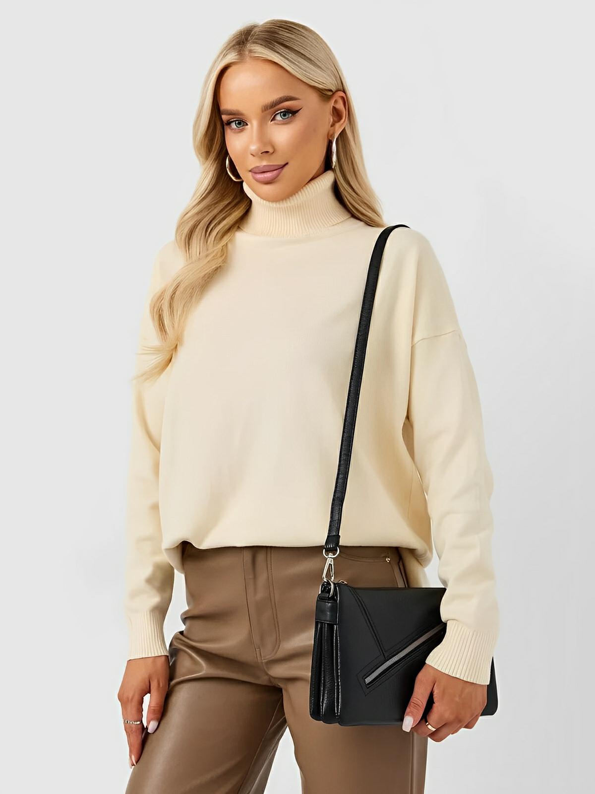 Sac bandoulière femme, petit format, simili vegan, compartiments multiples, double sangle, modèle Julia - Sac Bandoulière - Noir
