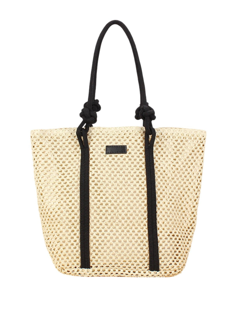 Sac cabas de plage, femme, panier tressé raphia, sac d'été léger, idéal pour vacances, style bohème, modèle Louanne - Sac de plage - Beige