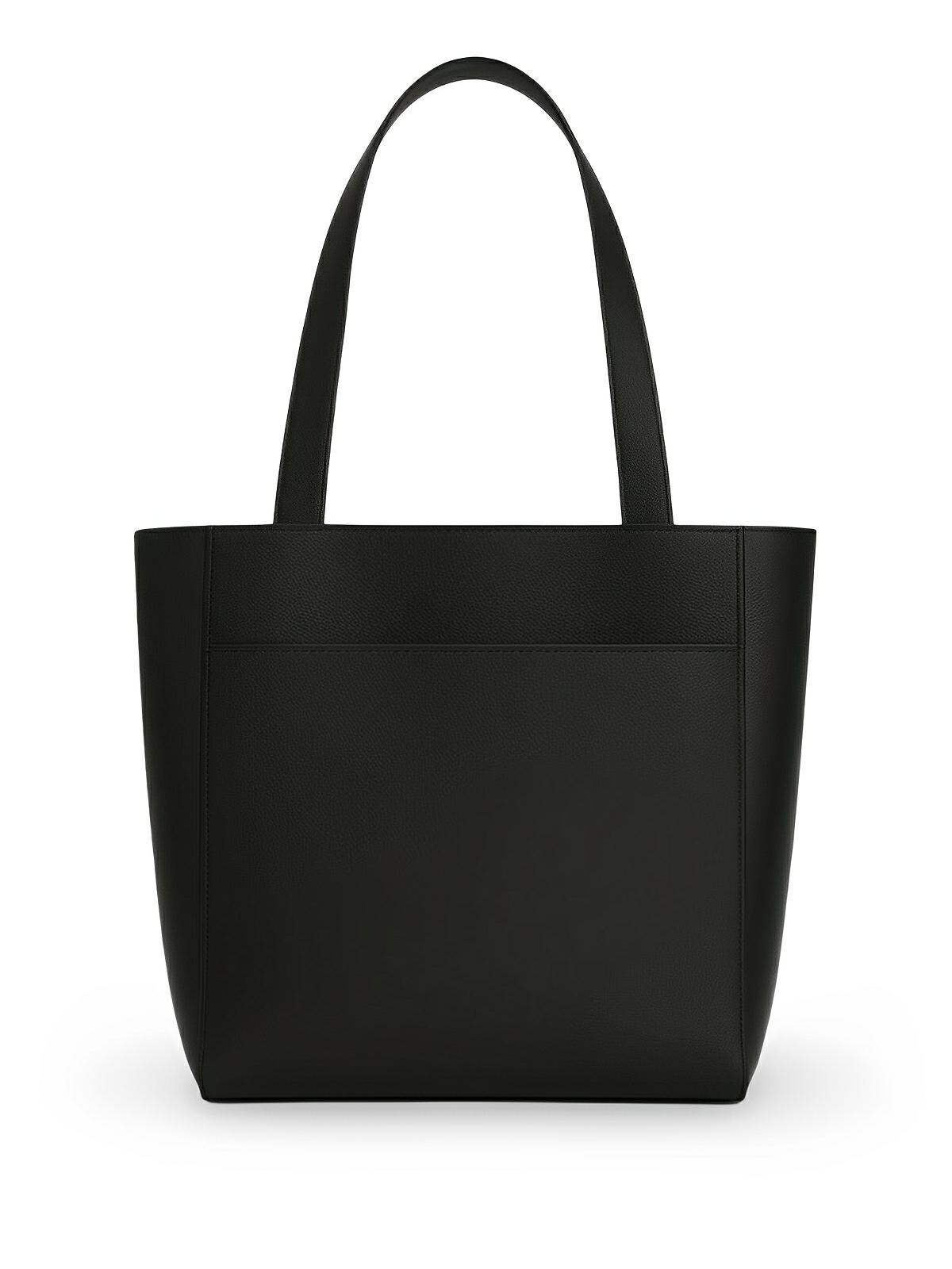 Sac cabas femme, grande capacité, simili vegan souple, porté épaule ou bandoulière, fermeture zippée, modèle Elisabette - Sac à main - Noir