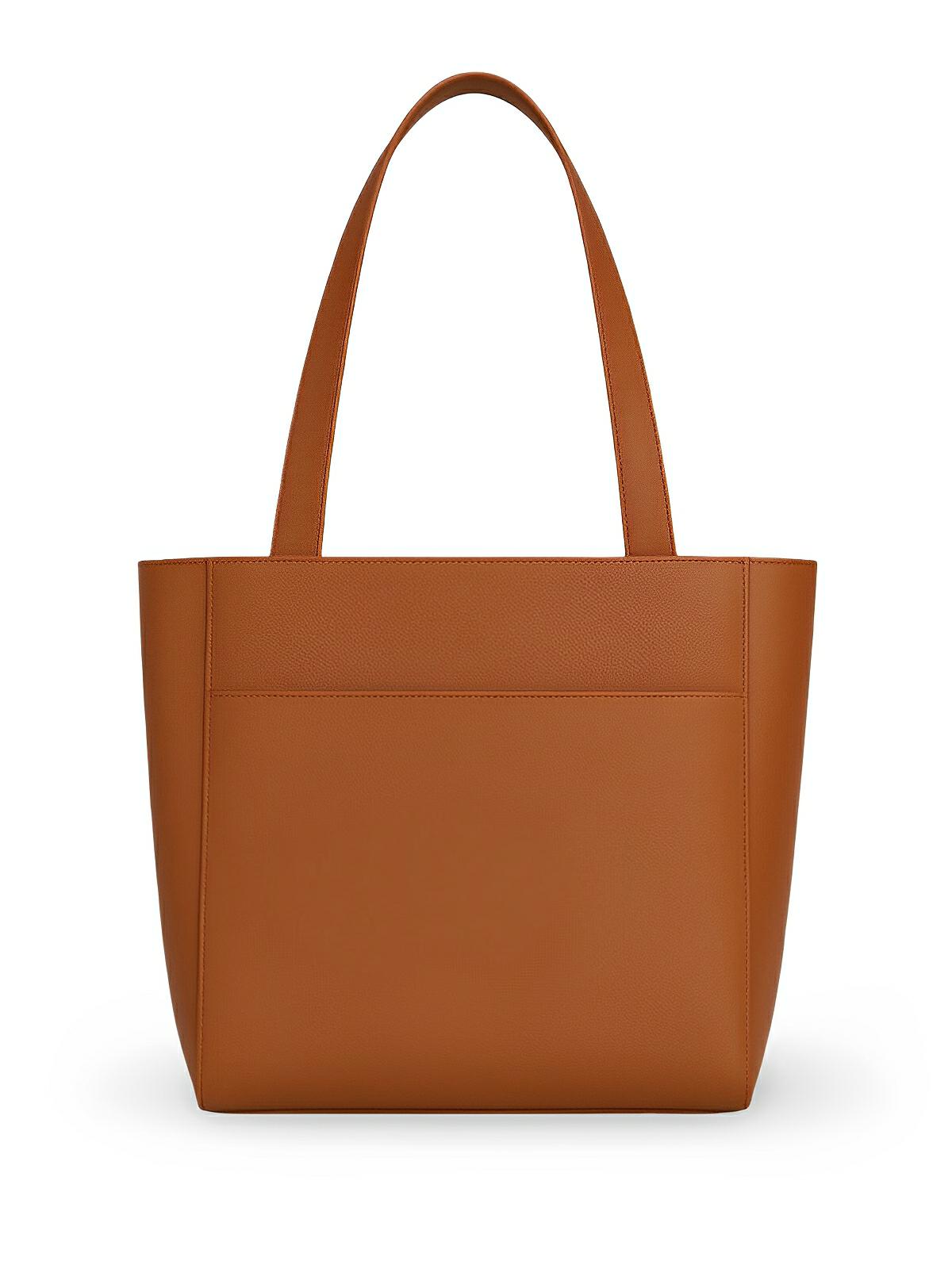 Sac cabas femme, grande capacité, simili vegan souple, porté épaule ou bandoulière, fermeture zippée, modèle Elisabette - Sac à main - Camel