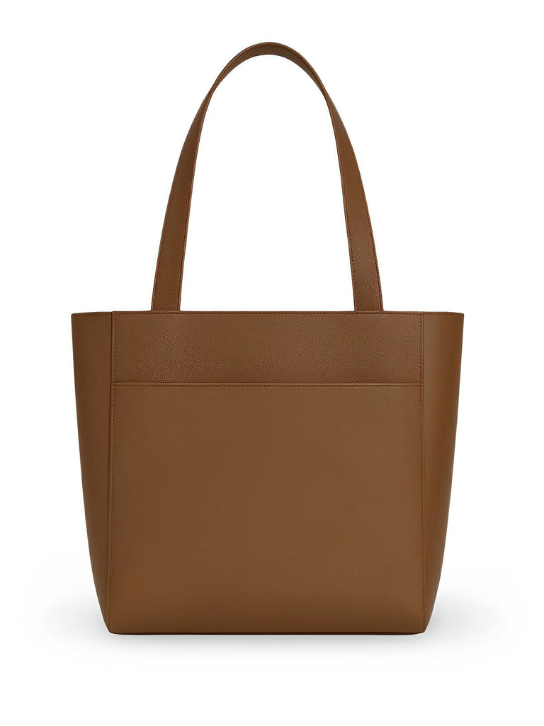 Sac cabas femme, grande capacité, simili vegan souple, porté épaule ou bandoulière, fermeture zippée, modèle Elisabette - Sac à main - Marron