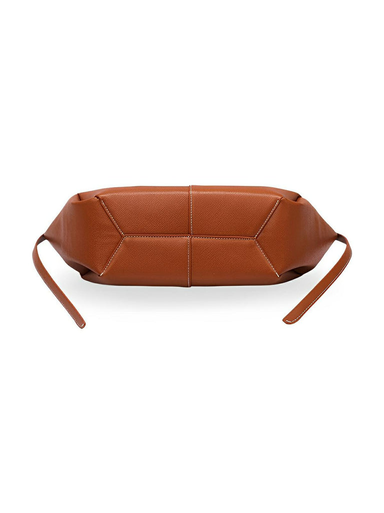 Sac cabas simili vegan femme, grand format, usage bureau et voyage, avec trousse intégrée, modèle Pinah - Sac Bandoulière - Marron