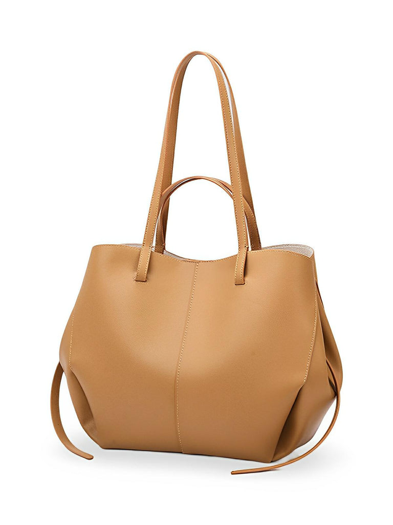 Sac cabas simili vegan femme, grand format, usage bureau et voyage, avec trousse intégrée, modèle Pinah - Sac Bandoulière - Noir