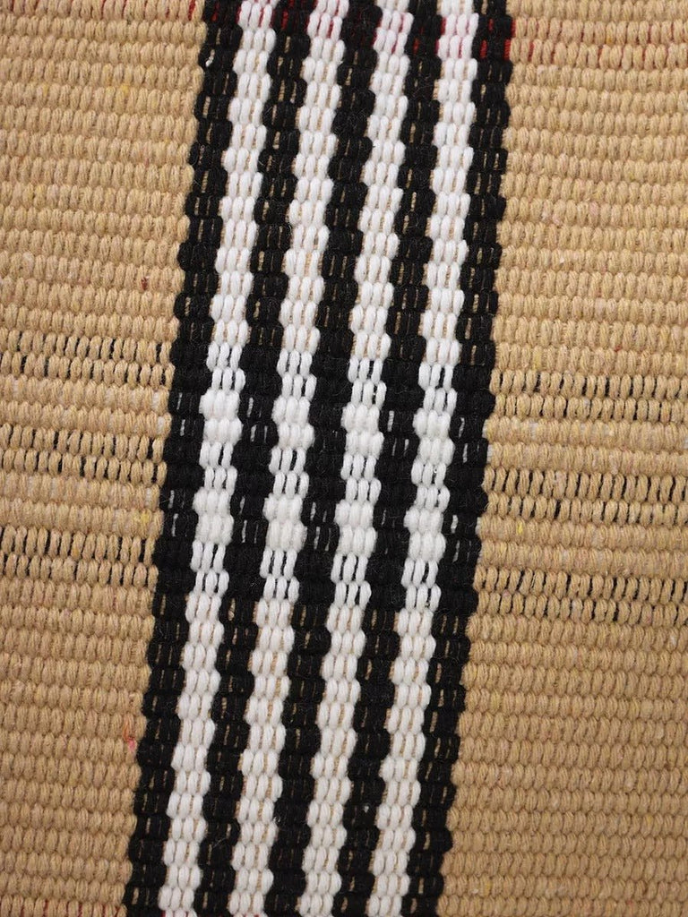Sac de plage cabas, grand format, tote bag tissé main, anse longue, motif rayé, carreaux écossais, modèle Lucie - Sac de plage - Beige