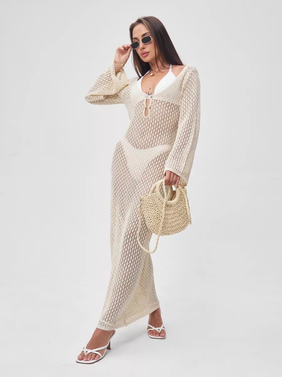 Sac de plage demi - lune en raphia, bandoulière d'été, sac à main rond tissé, idéal vacances, modèle Emilia - Sac de plage - Beige