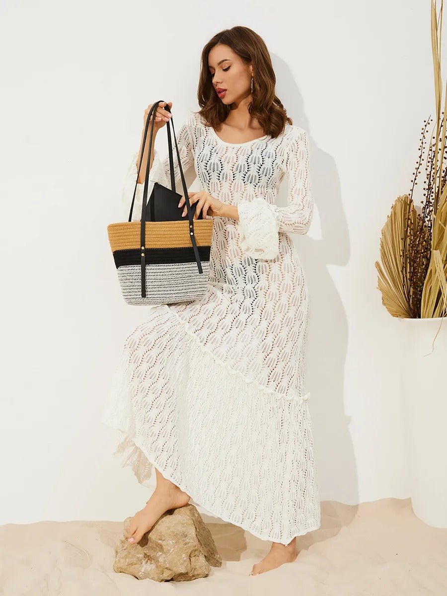 Sac de plage pour femme, en coton tressé, grand sac été, motif à rayure, grand espace, modèle Julianne - Sac de plage - Tricolore