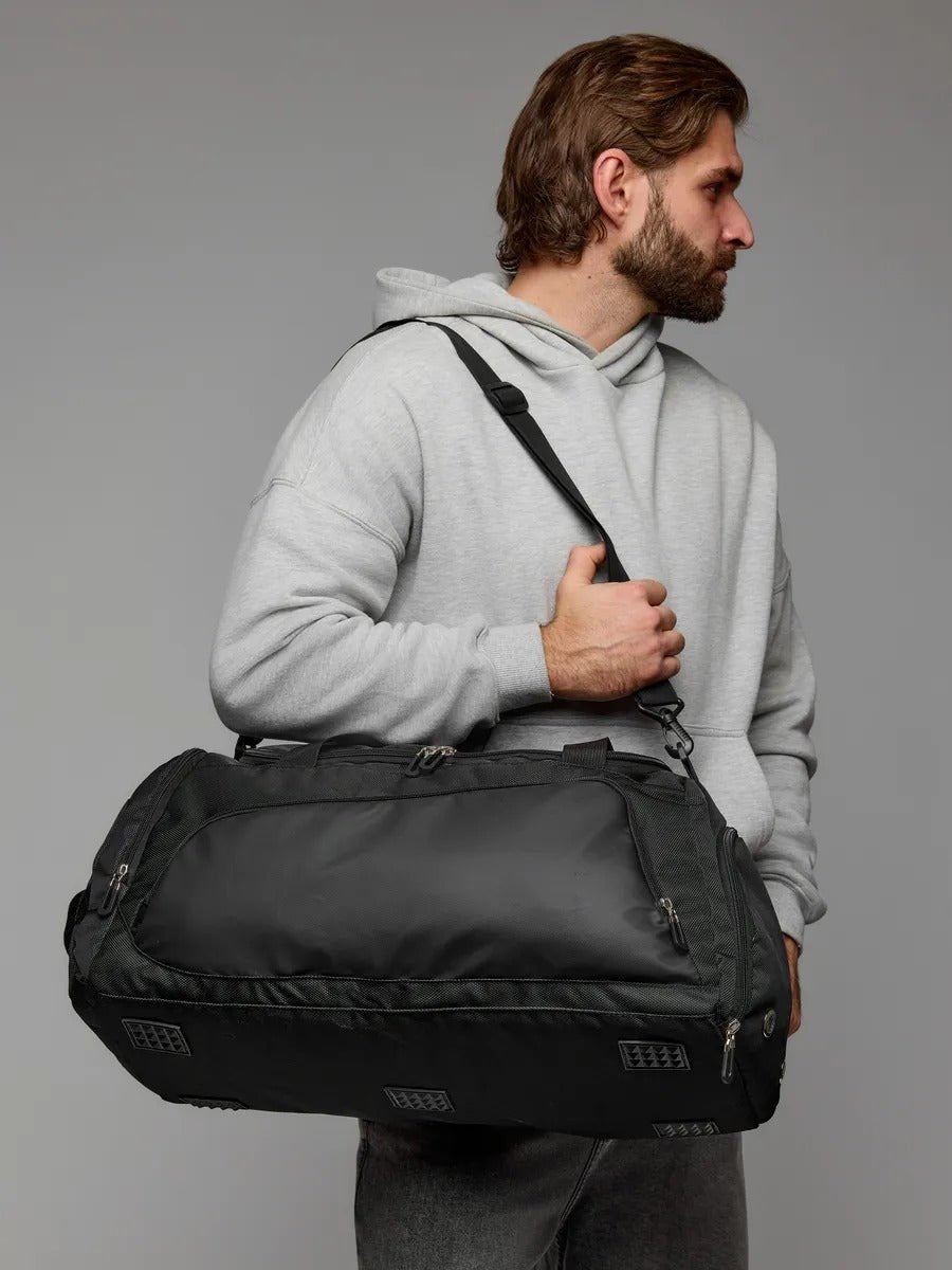 Sac de sport déperlant, compartiment chaussures, sac de voyage, sac fitness, sac à bandoulière, modèle Kilim - Sac de voyage - Noir